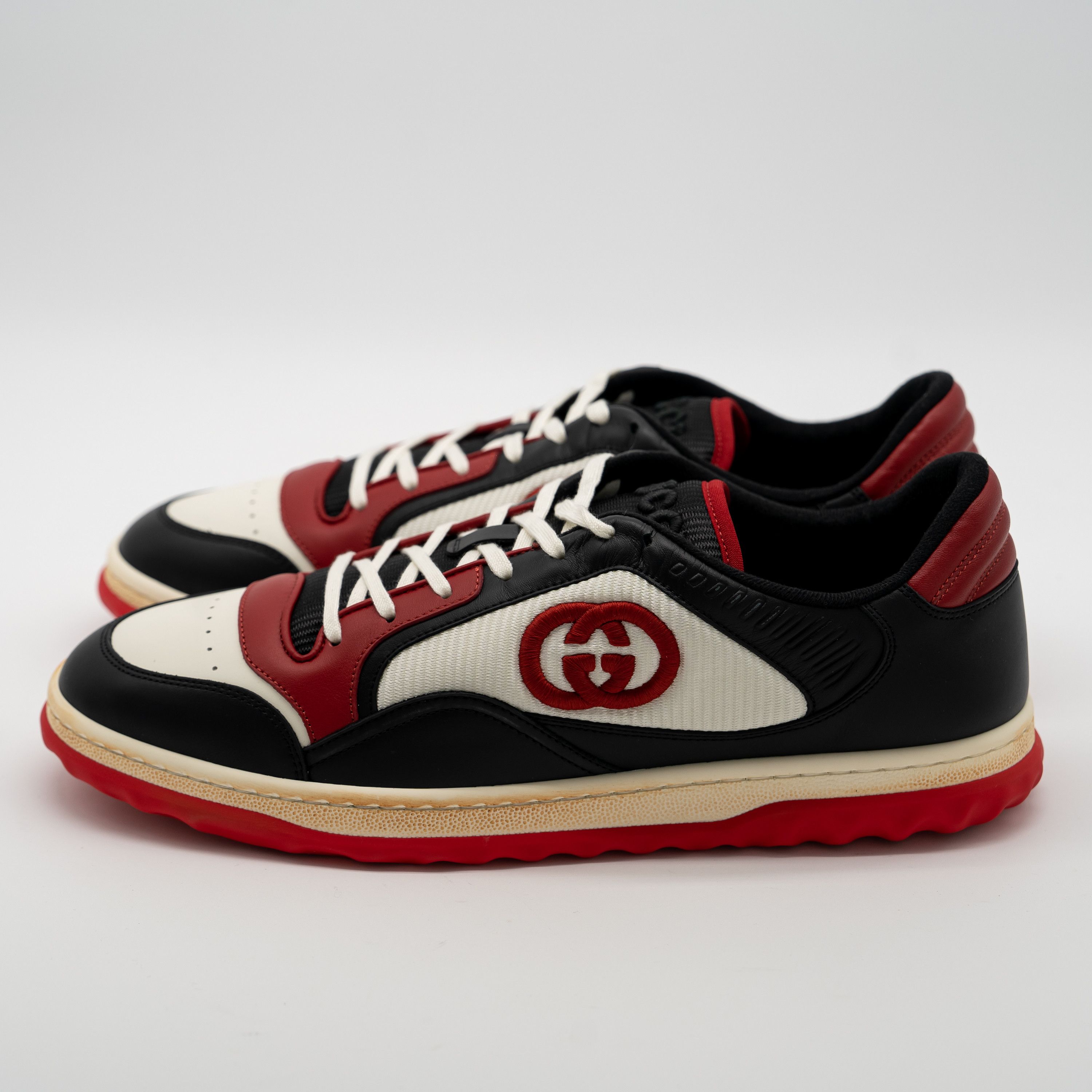 Gucci 12.5 US Gucci MAC80 Sneakers Black White Red Distressed Size US 12.5 / EU 45-46 - 4 Thumbnail