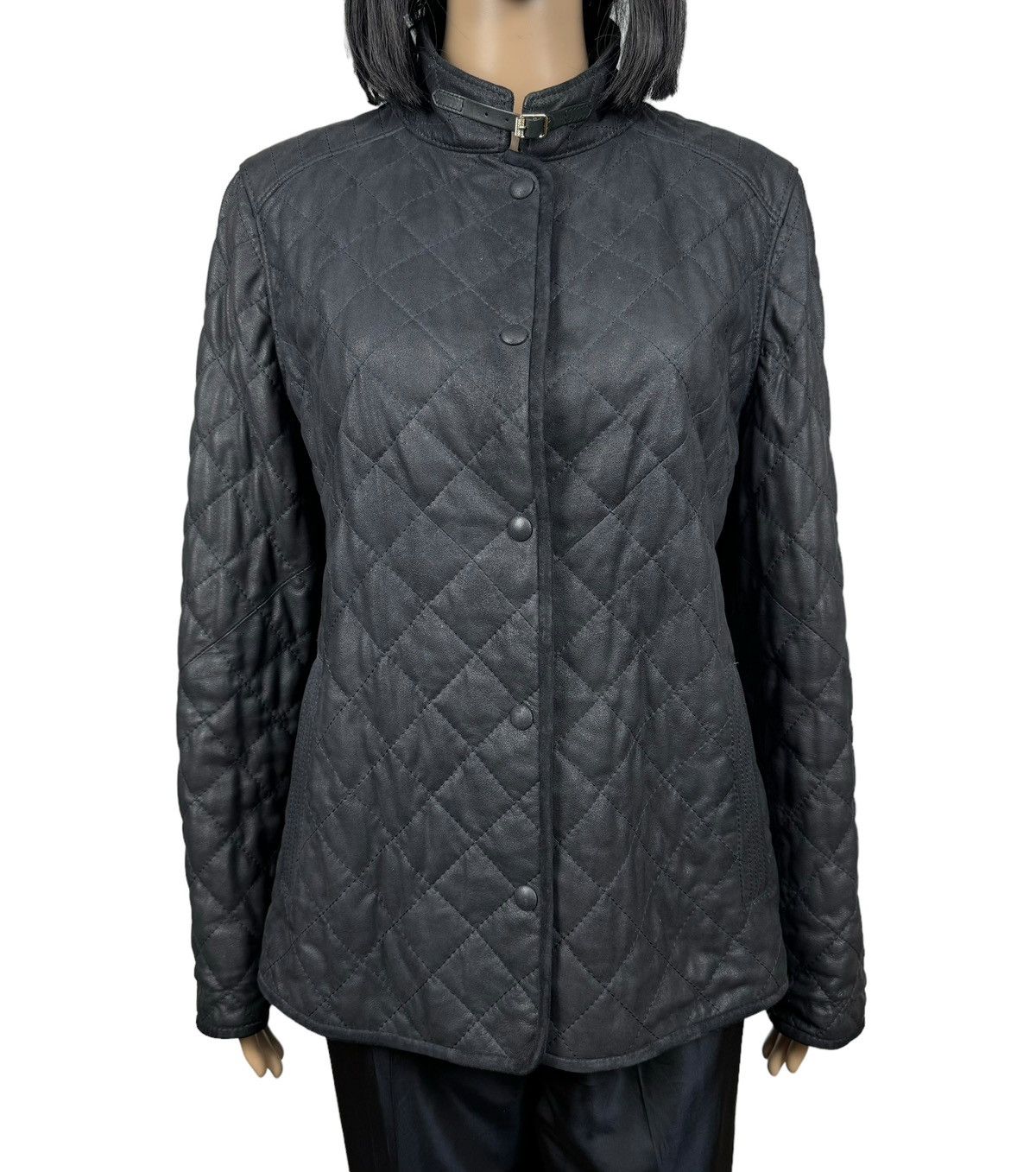 Designer Werner Christ Genuine Leather Quilted Jacket Women size 42 Size M / US 6-8 / IT 42-44 - 3 Thumbnail