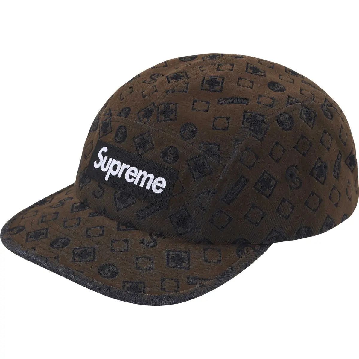 Supreme Flocked Denim Camp Cap - Brown Size ONE SIZE - 3 Thumbnail