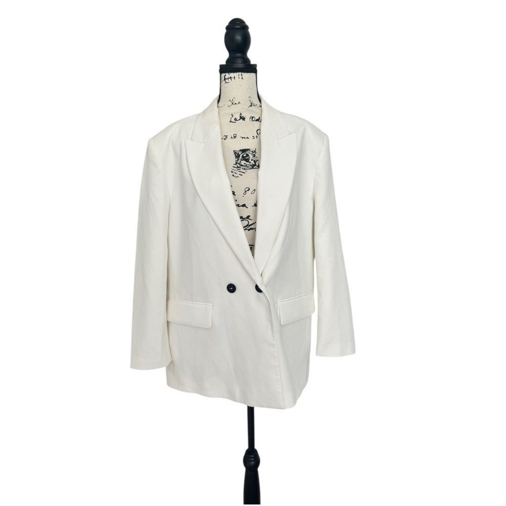 Zara Zara SZ XL White Blazer jacket Size XL / US 12-14 / IT 48-50 - 1 Thumbnail