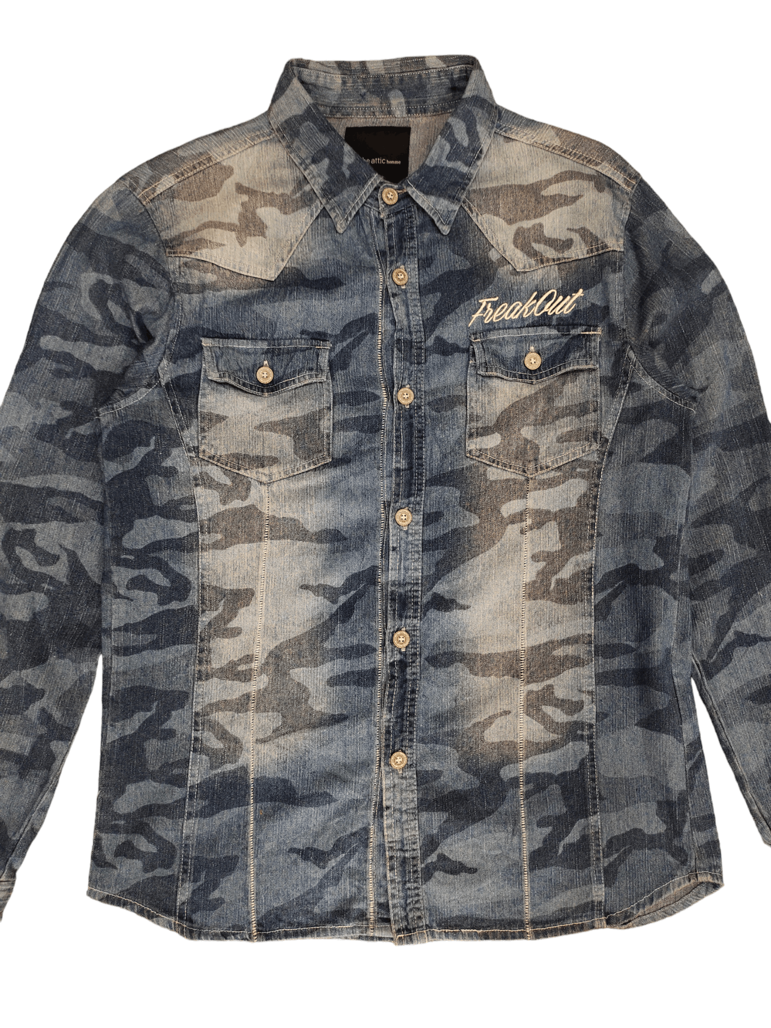 In The Attic In The Attic Homme Camo Double Pocket Denim Shirt Size US M / EU 48-50 / 2 - 1 Thumbnail