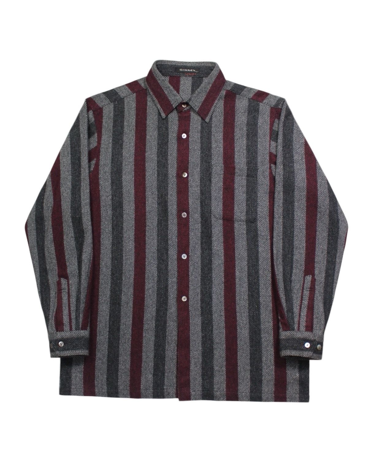 Vintage 1990S GINREI WOOL BLEND STRIPED SHIRT Size US L / EU 52-54 / 3 - 1 Thumbnail