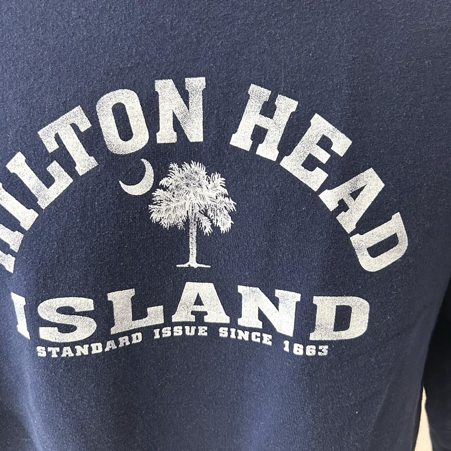 Fruit Of The Loom Hilton Head Island Sweatshirt Men M Navy Blue Fruit Of The Loom Crew Neck Pullover Graphic Print Size US M / EU 48-50 / 2 - 7 Thumbnail