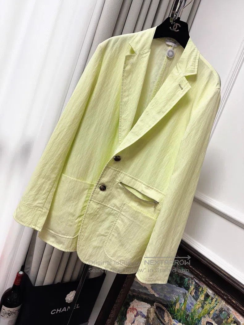 Hermes Hermes Light green apple green thin blazer top Size 50R - 1 Thumbnail