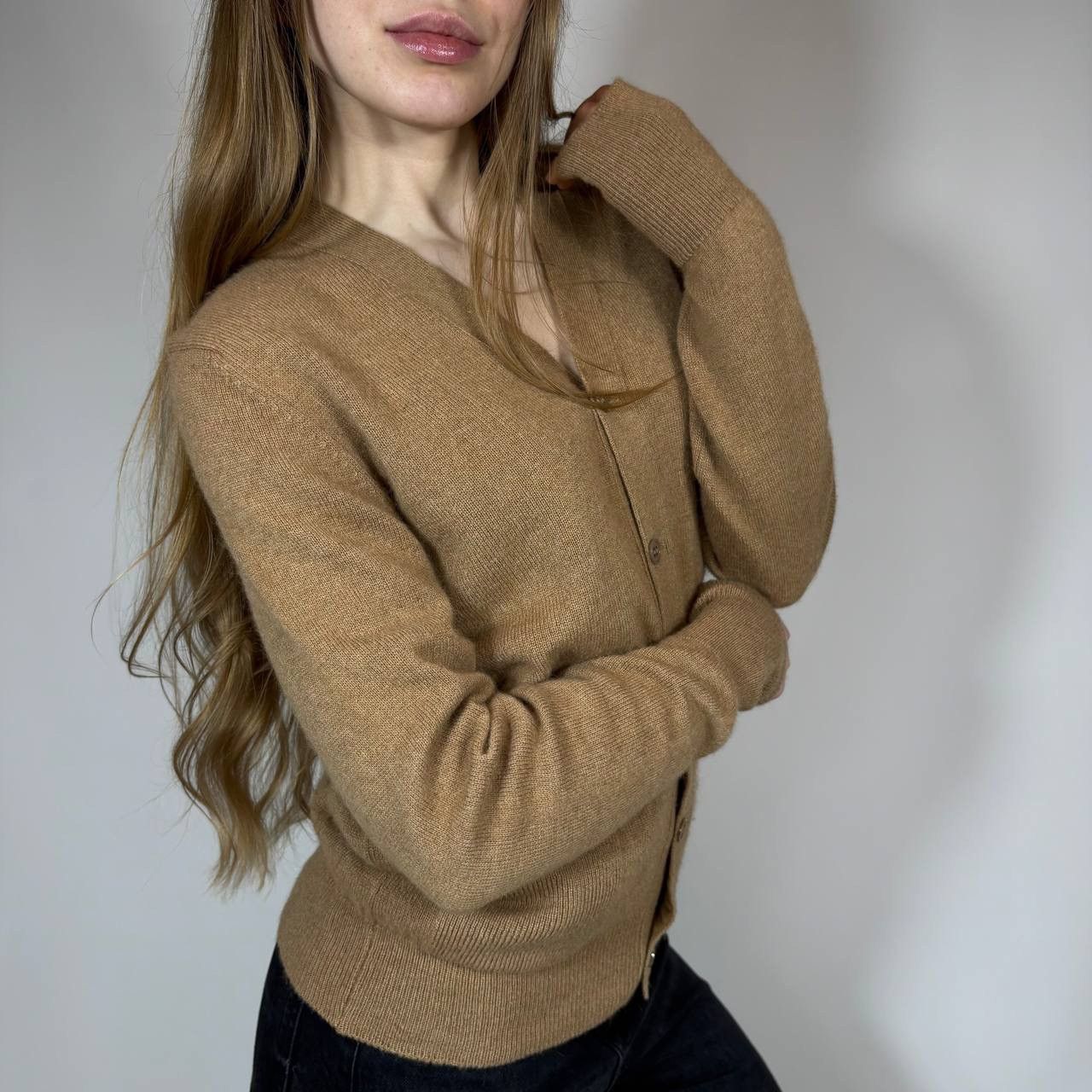 Hilditch & Key Vintage 90s Hilditch Key Camel Hair Retro Luxury Cardigan Size L / US 10 / IT 46 - 2 Thumbnail
