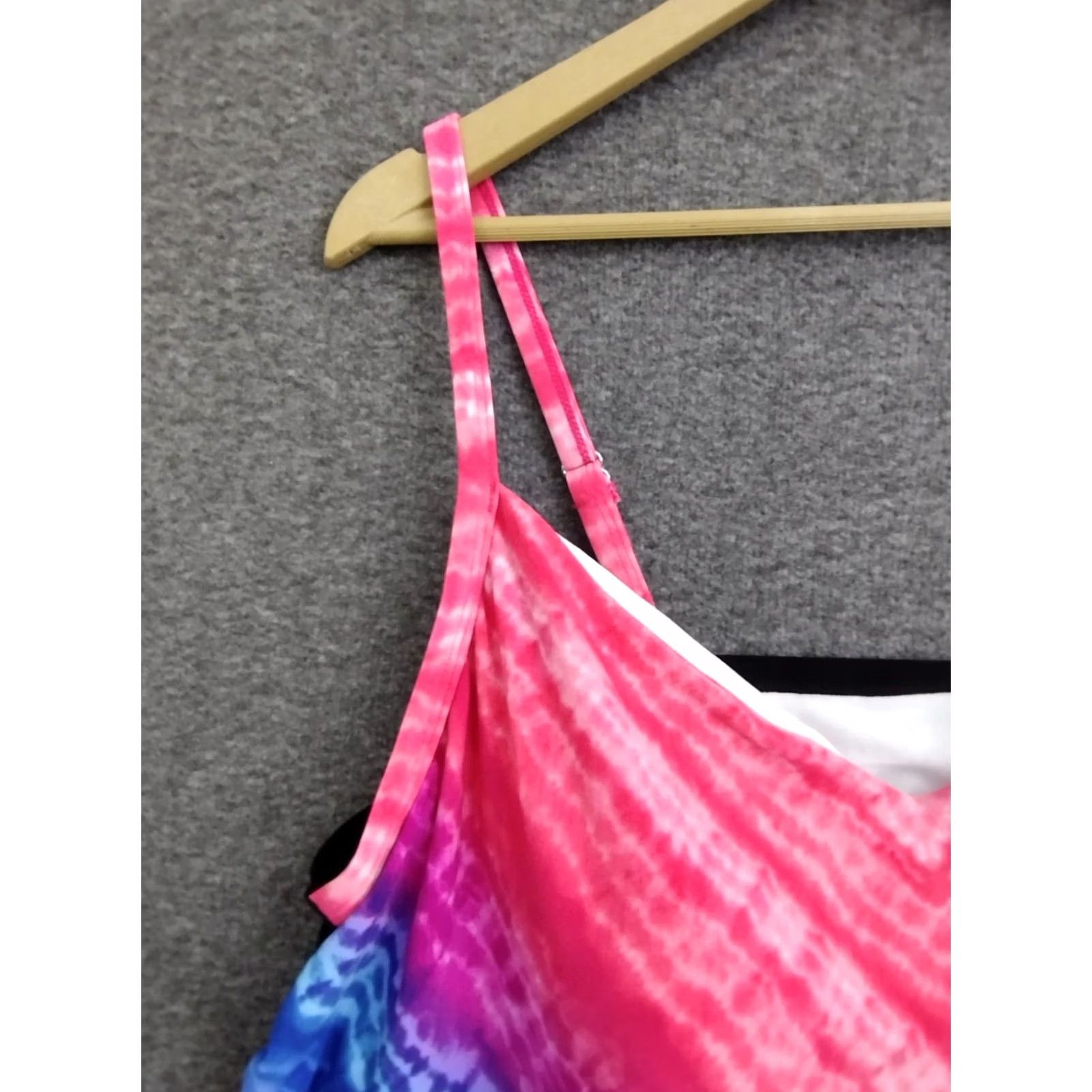 AQUA Aqua Green Tankini Top Spaghetti Strap Padded Tankini Swimsuit Top 3X Multicolor Tie Dye Women Bathing Suit Beach Size XXL / US 16-18 / IT 52-54 - 2 Thumbnail
