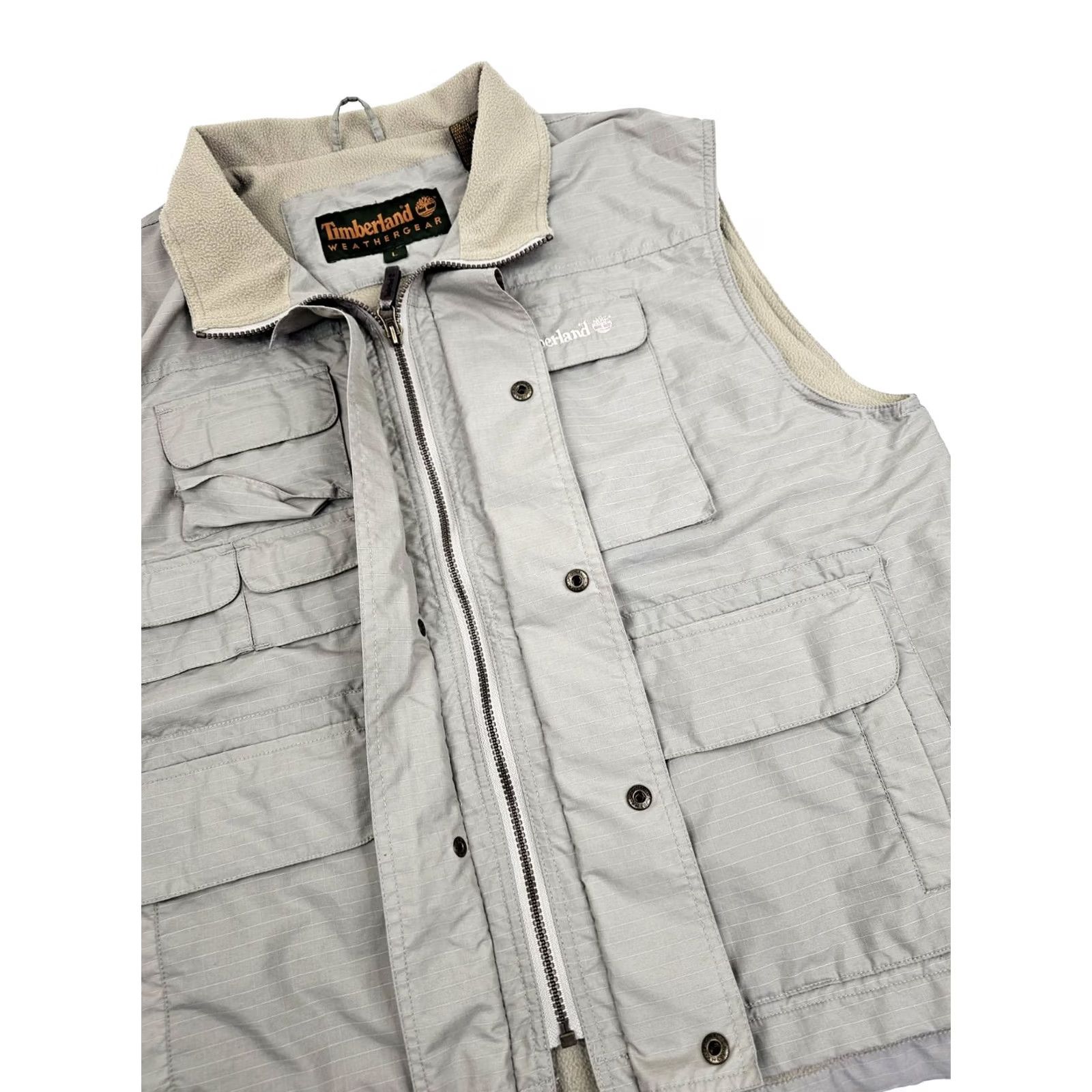 Timberland VINTAGE Timberland Weathergear Vest Men L Beige Fleece-Lined Ripstop 90s Shooting Full Zip Retro Workwear Size US L / EU 52-54 / 3 - 5 Thumbnail
