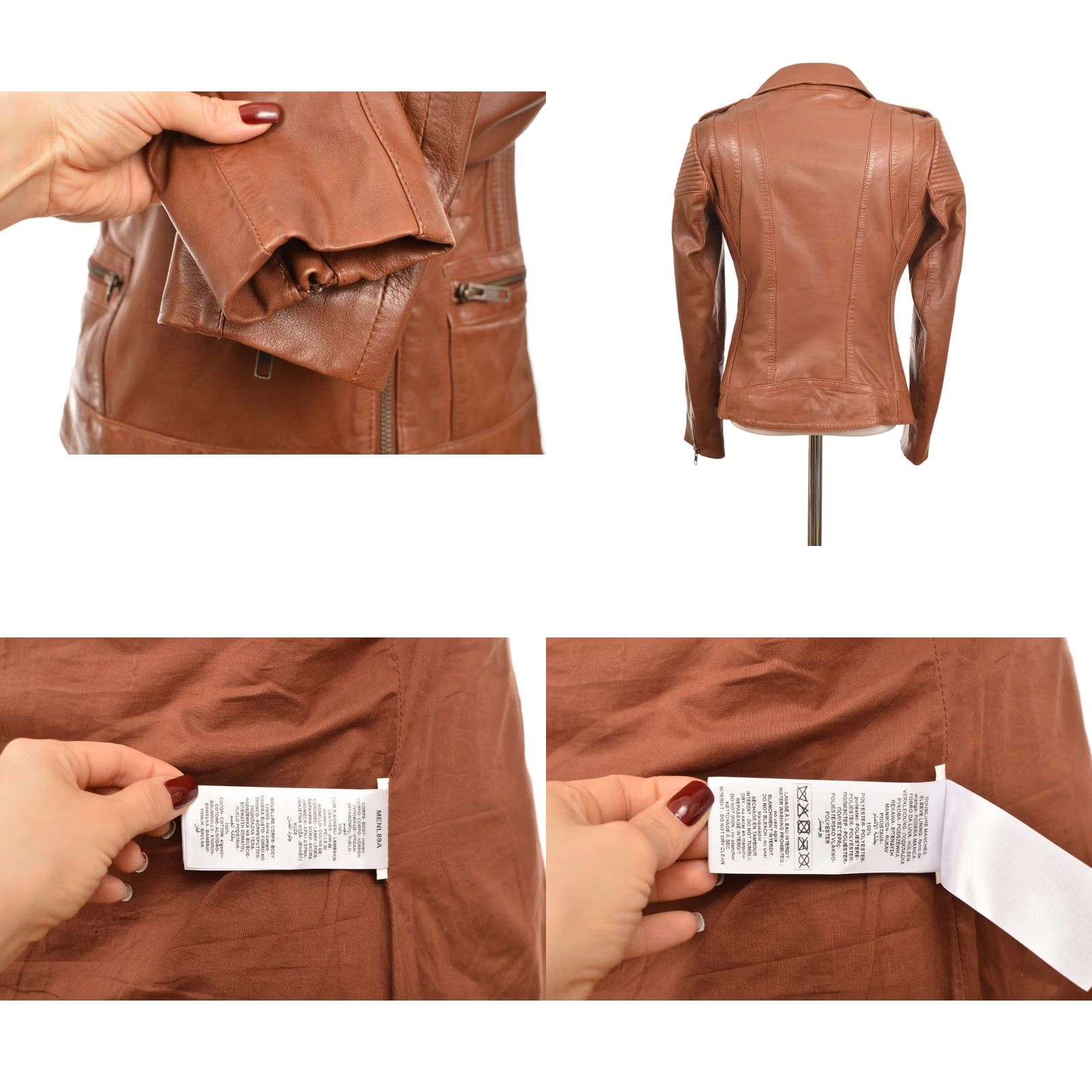 Vintage NAF NAF Womens Brown Leather Biker Jacket MENL89A Size 34 EU 34, Brown, Leather, Biker, Jacket, Womens Size XXS / US 00 / IT 34 - 8 Thumbnail