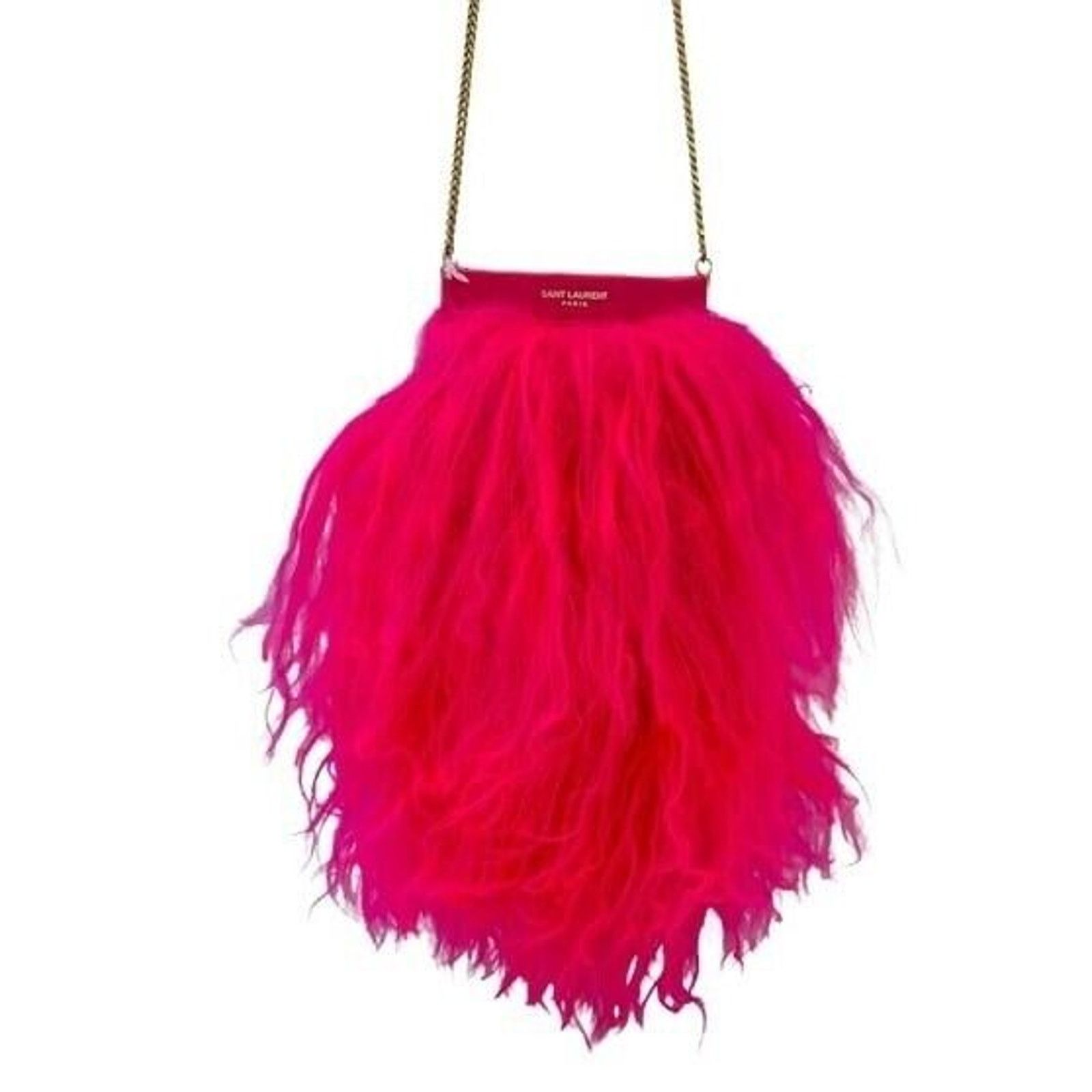 Saint Laurent Paris Saint Laurent Fur Fuchsia Phone Bag in Pink, Women's