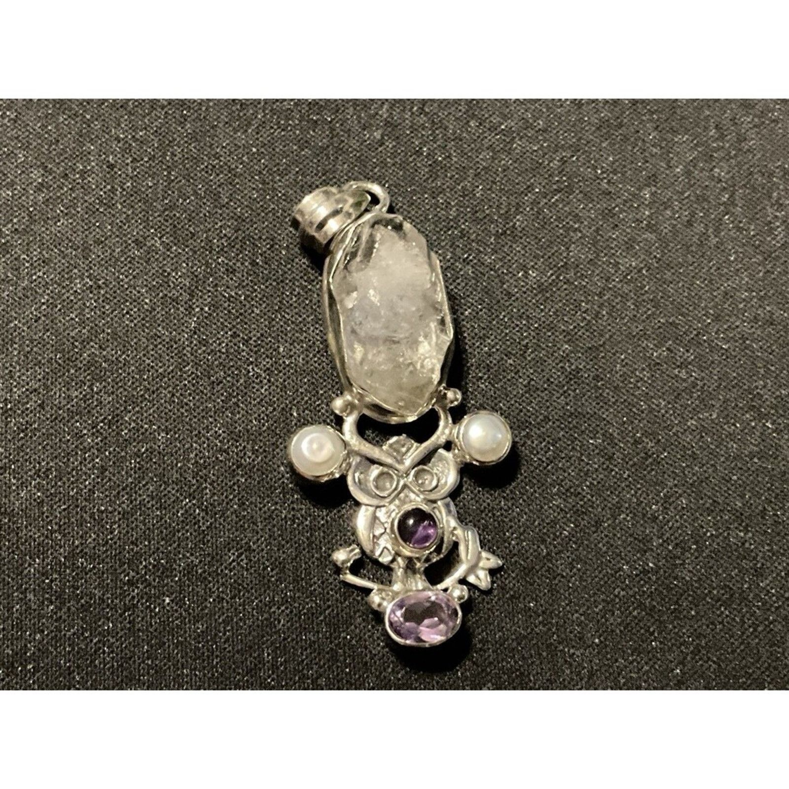 Other 925 Silver Pendant, Druzzy, Pearl, Amethyst Size ONE SIZE - 1 Thumbnail