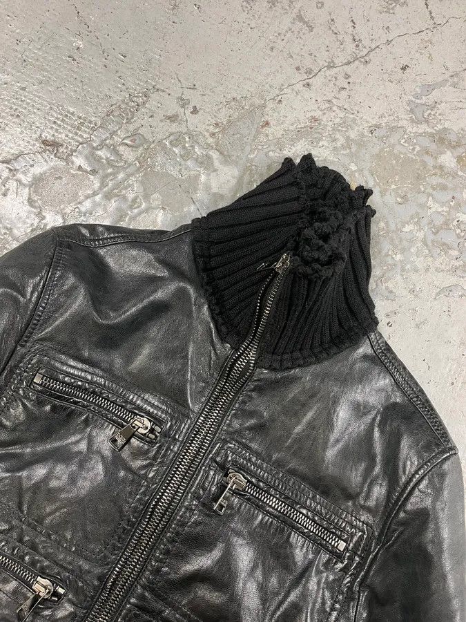 Dolce & Gabbana 2000s Dolce & Gabbana Multi-Zip Destroyed Black Leather Jacket Size US M / EU 48-50 / 2 - 5 Thumbnail