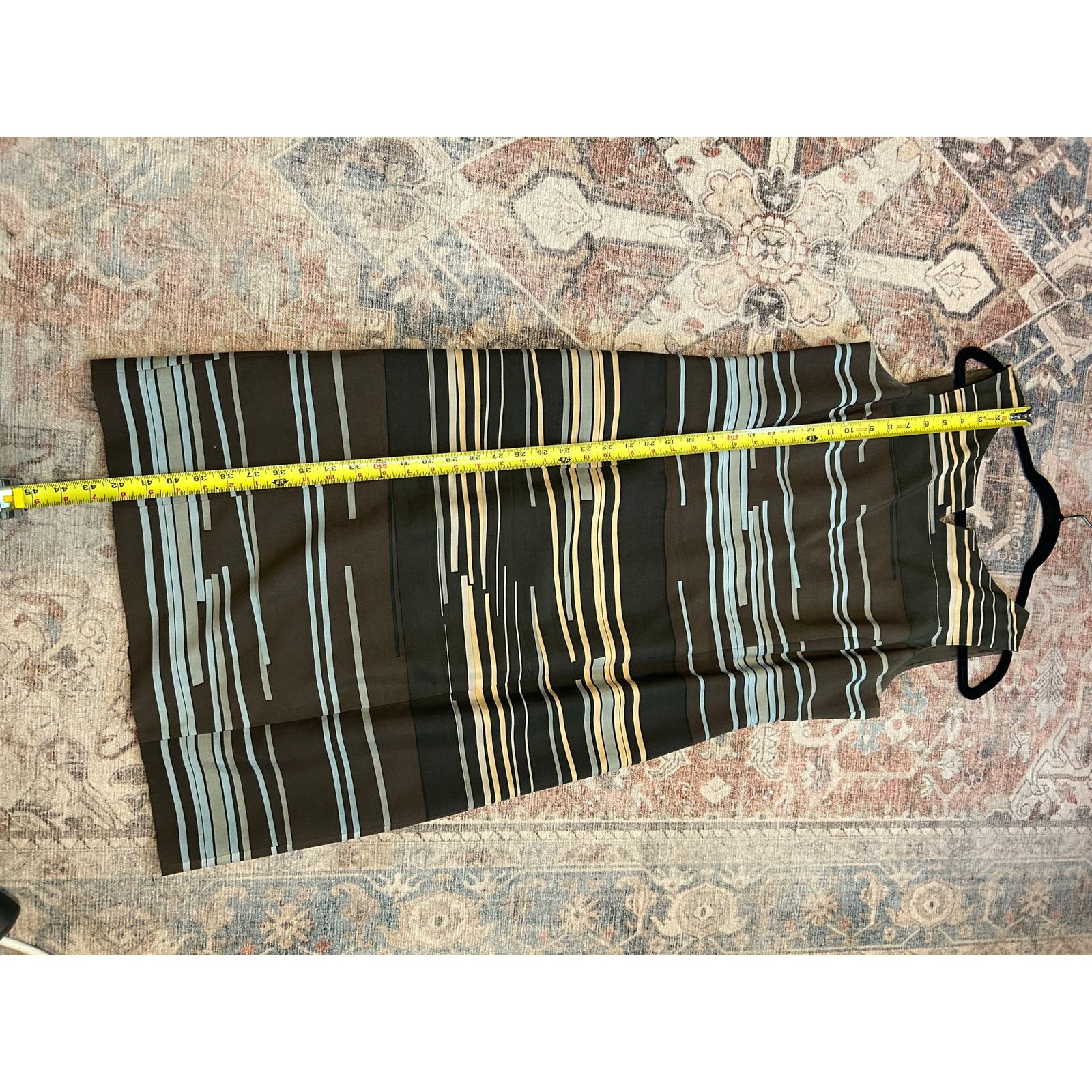 Worthington Worth Brown Blue Green Stripe 100% Silk Pencil Dress, Sz 12 Size XL / US 12-14 / IT 48-50 - 2 Thumbnail