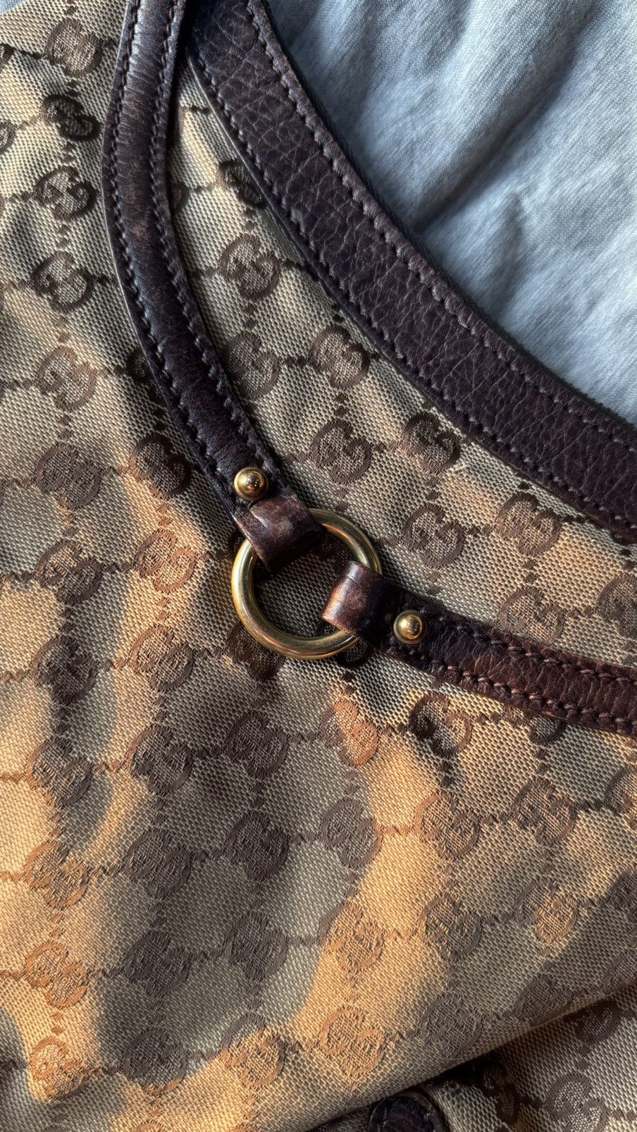 Gucci Gucci 2000s Large Horsebit Shoulder Bag GG Monogram Canvas Size ONE SIZE - 7 Thumbnail