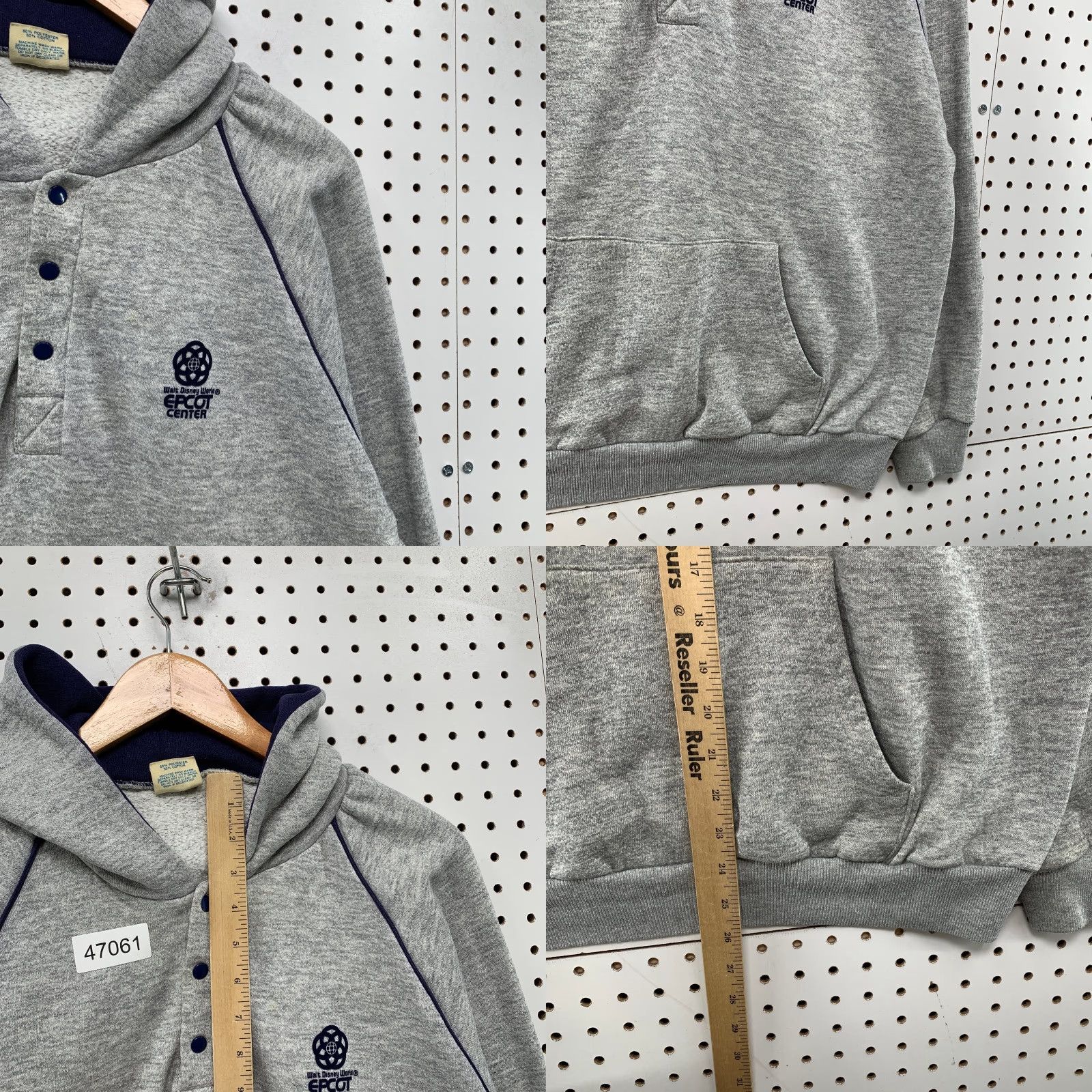 Disney VINTAGE Disney Hoodie Mens XL Gray Epcot Center Fleece Made USA Neon? Size US XL / EU 56 / 4 - 8 Thumbnail