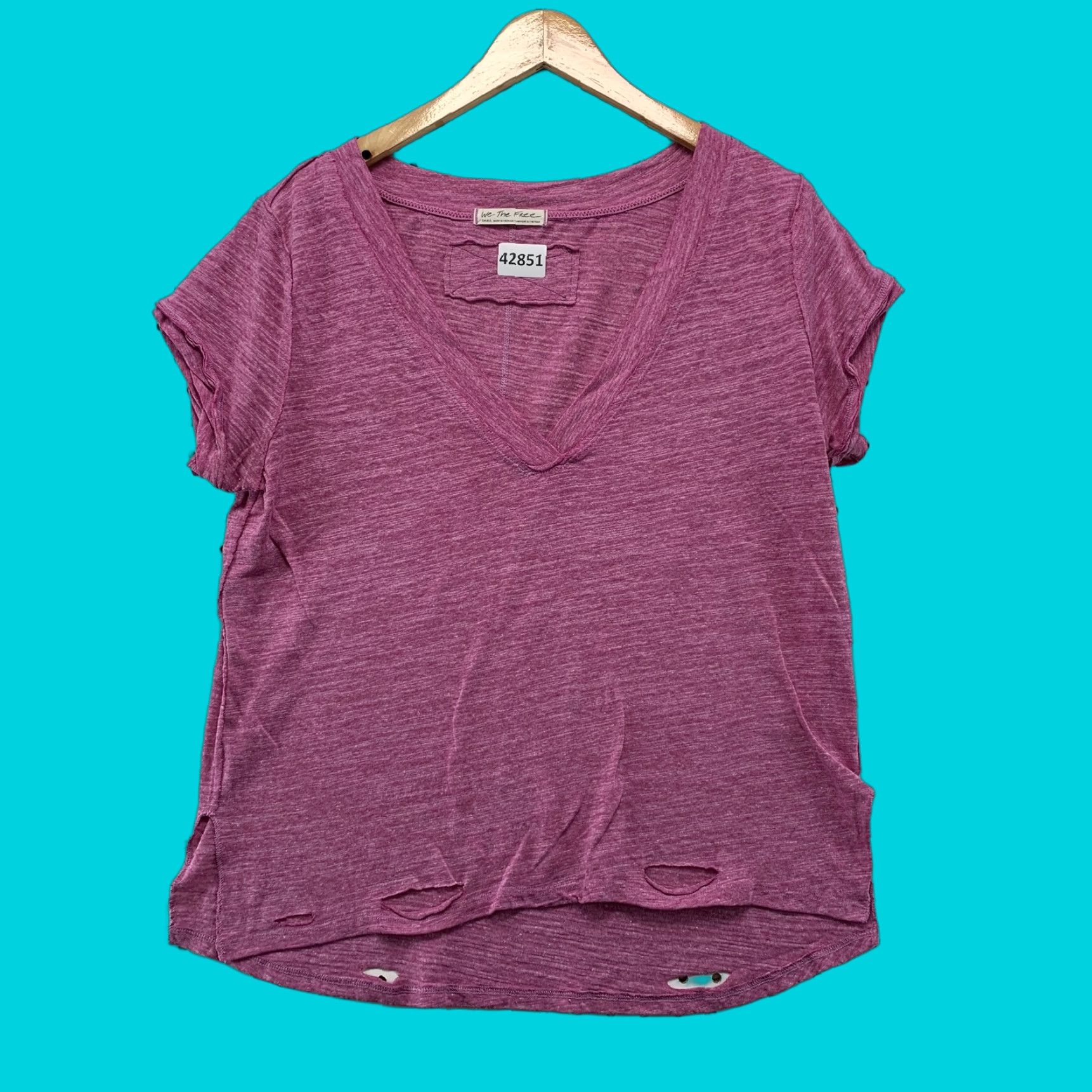 Vintage We The Free Womens Small Purple Distressed Syle Short Sleeve Top Shirt Size S / US 4 / IT 40 - 1 Thumbnail