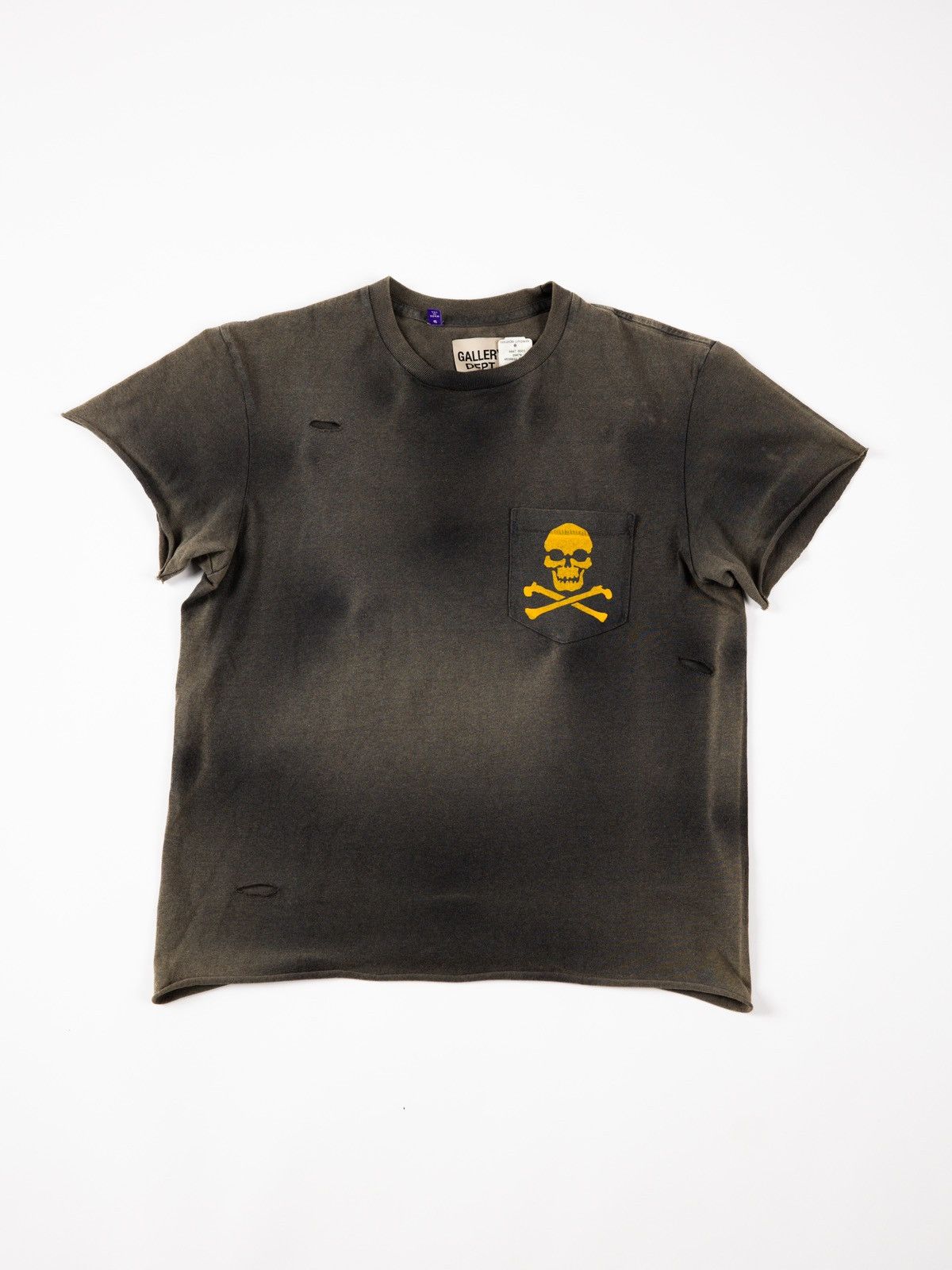 image of Gallery Dept. Distressed Skull Tee in Vintage Black, Men's (Size XS)