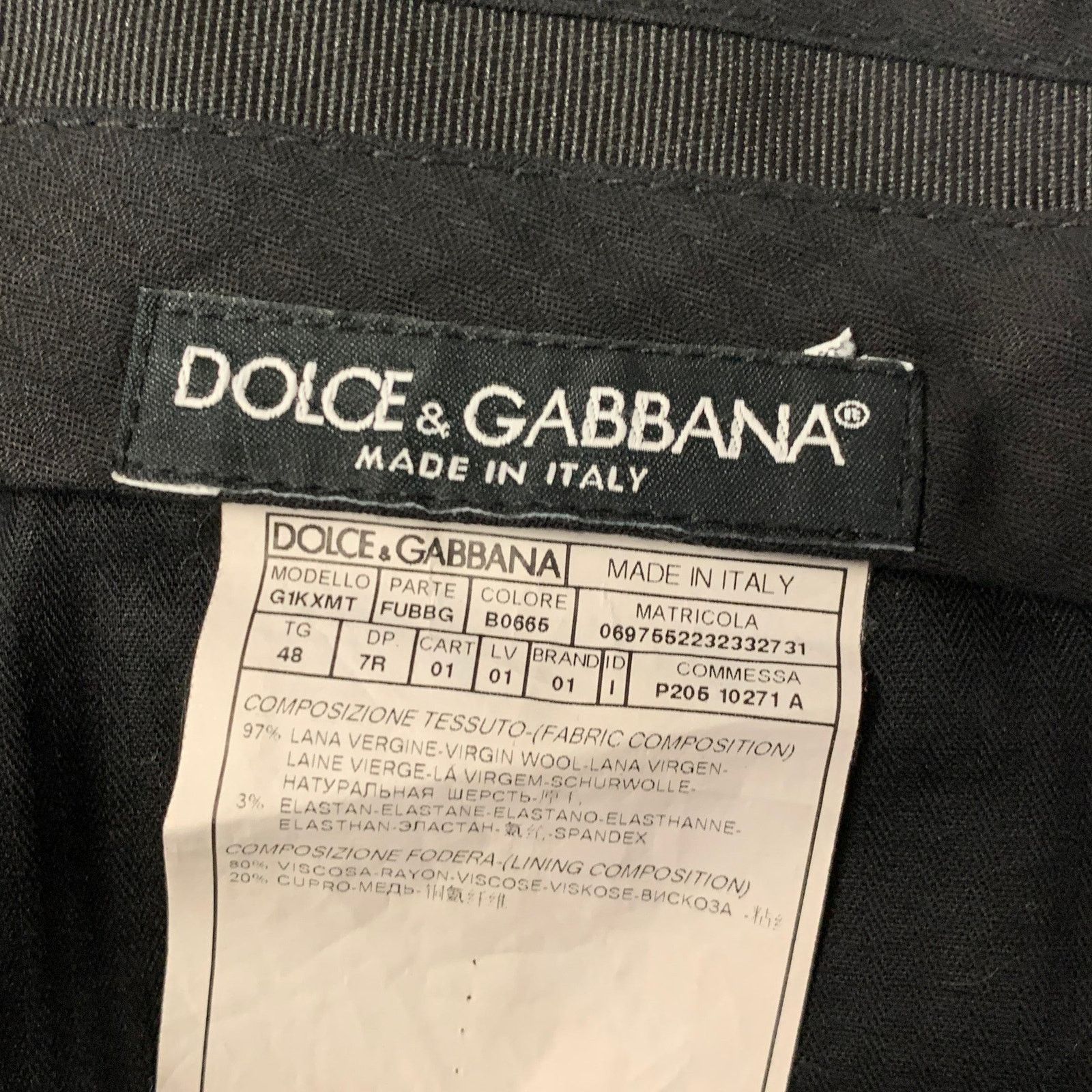 Dolce & Gabbana DOLCE & GABBANA 38 Navy Wool Blend Notch Lapel Slim Fit Suit Size 38S - 9 Thumbnail