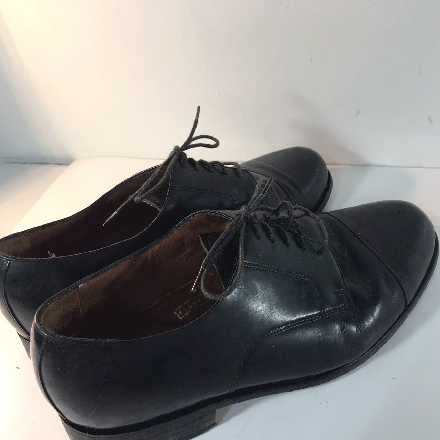 Vintage BOSTONIAN Classics First Flex Black Leather Oxfords Mens 9W Lace Up Dress Shoes Size US 9 / EU 42 - 4 Thumbnail