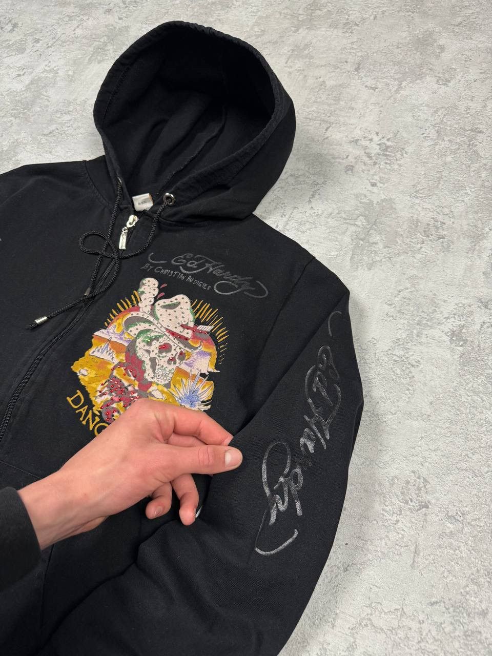 Ed Hardy Vintage Y2k Ed Hardy Dangerous Skull Black Zip Hoodie Size M / US 6-8 / IT 42-44 - 5 Thumbnail