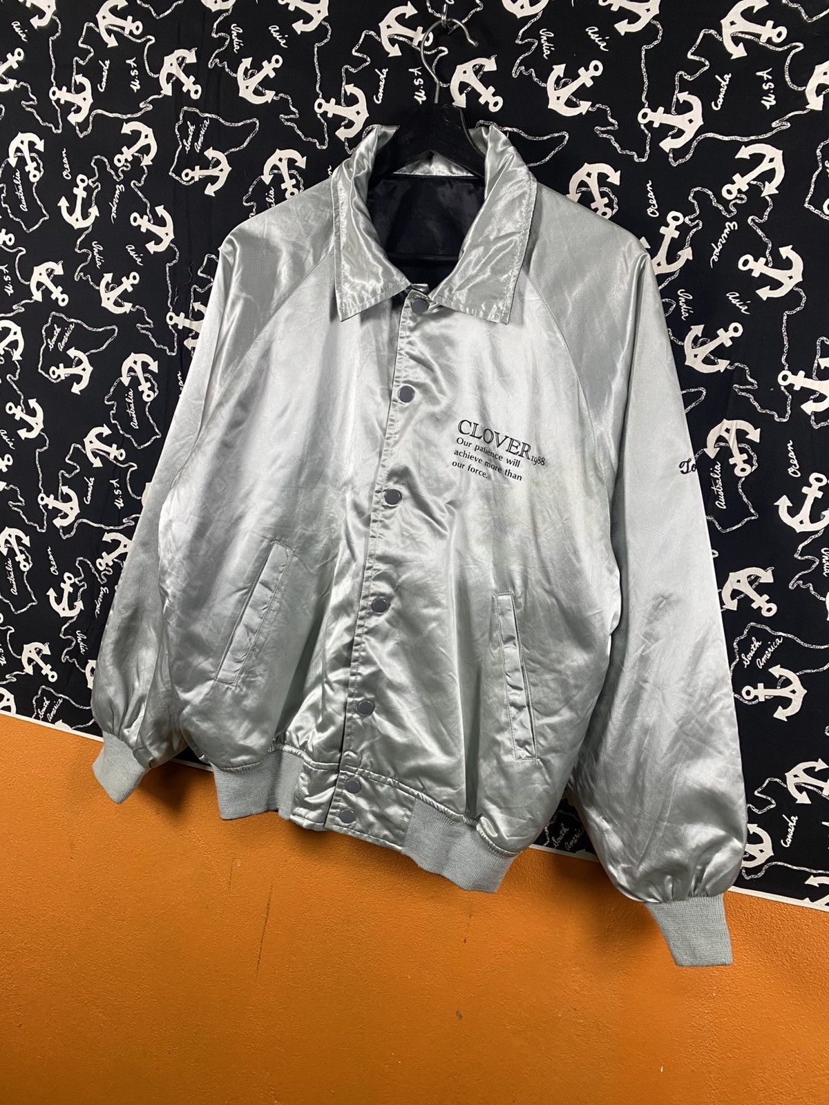 Vintage Vintage CLOVER Satin Coach Jacket Tennis Team Style Silver Size US M / EU 48-50 / 2 - 6 Thumbnail