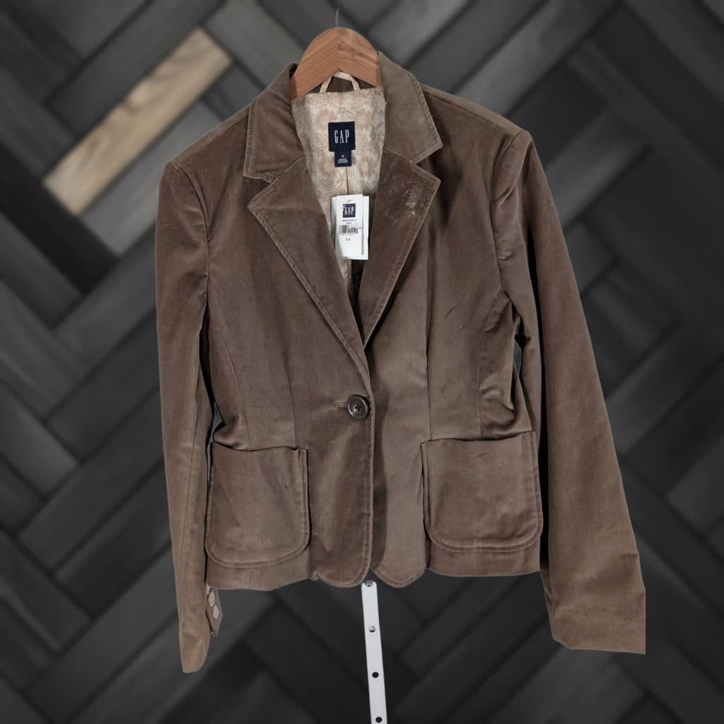 Gap VINTAGE Gap Blazer Women 12 Brown Velvet AW 2004 Y2K Mod Tux Jacket NWT 40" Sleeve Long Button 70s Conversation Size XL / US 12-14 / IT 48-50 - 1 Thumbnail