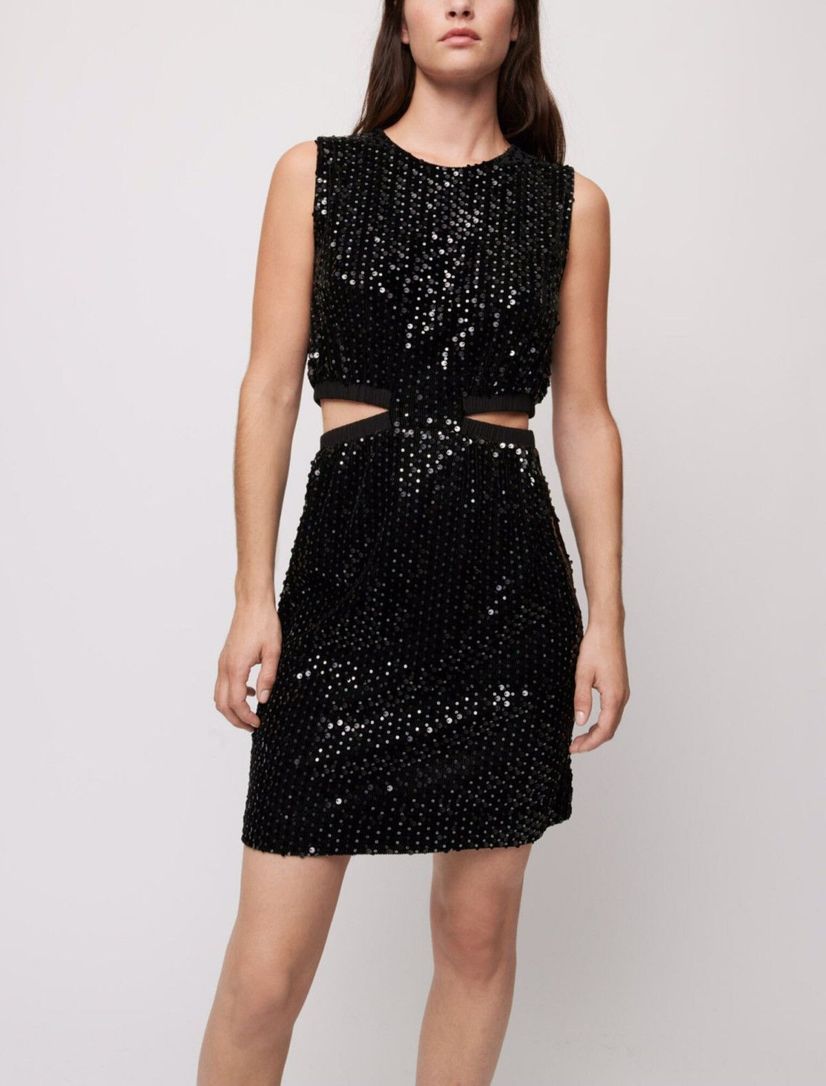 Maje MAJE NWT Black Sequin Velvet Short Dress Size EU 38 Size S / US 4 / IT 40 - 1 Thumbnail