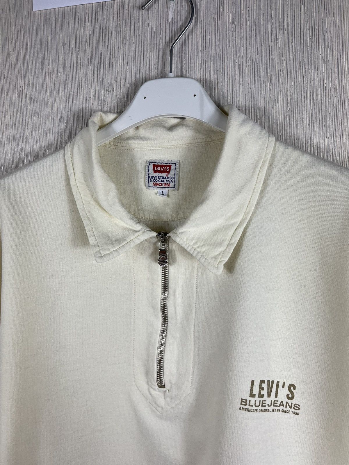 Levi's × Levi's Vintage Clothing × Vintage Vintage 70s Levi’s blue jeans half zip sweatshirt polo Size US L / EU 52-54 / 3 - 15 Thumbnail