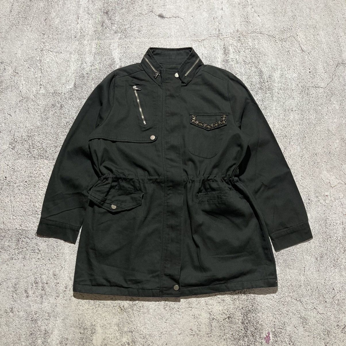 Japanese Brand 2000s Yetts Studded Pocket Jacket Black Lgb Punk Goa Style Size US XL / EU 56 / 4 - 1 Thumbnail