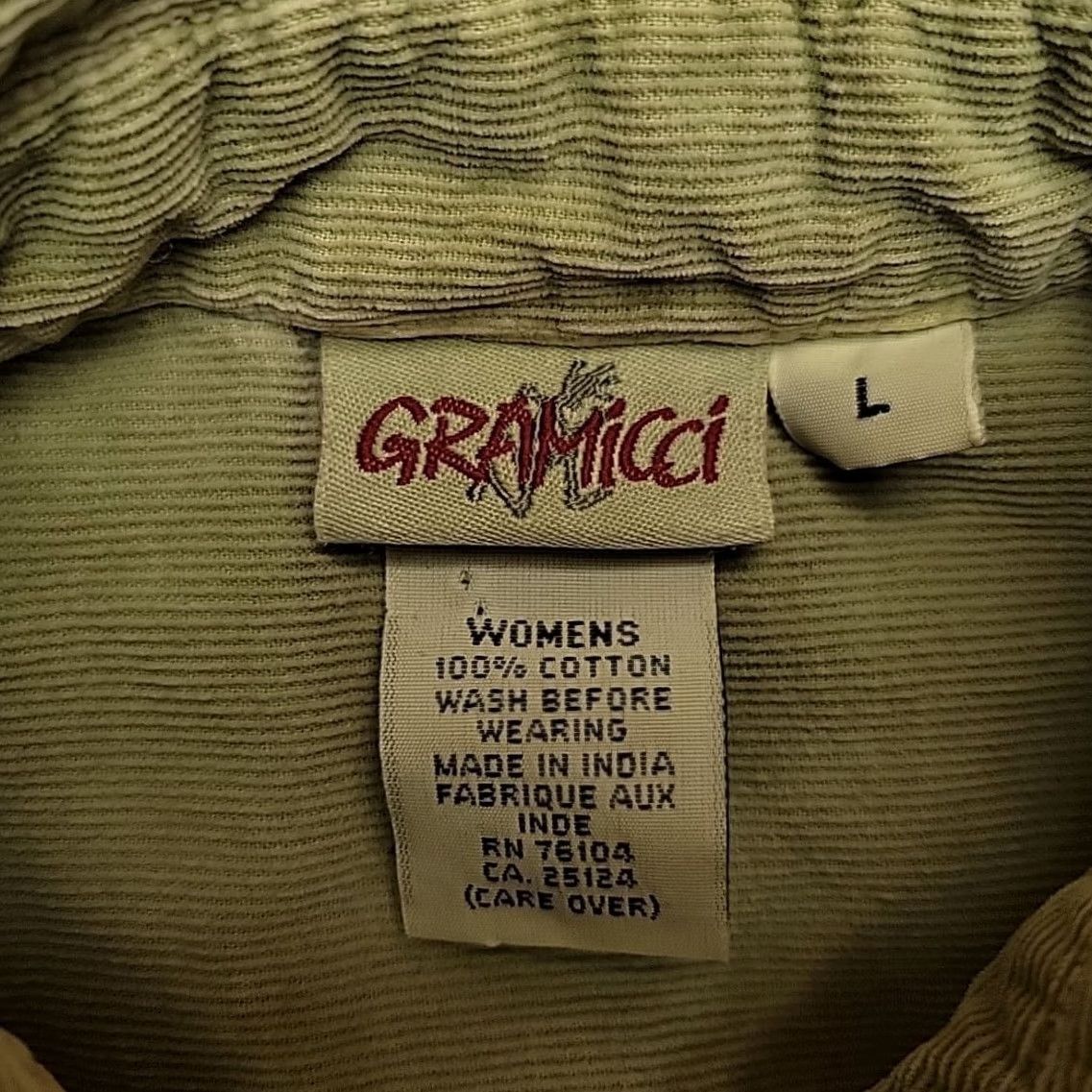 Gramicci VINTAGE Gramicci Shirt Womens L Green Corduroy Long Sleeve Cotton Outdoors Retro Classic Womens Size L / US 10 / IT 46 - 4 Thumbnail
