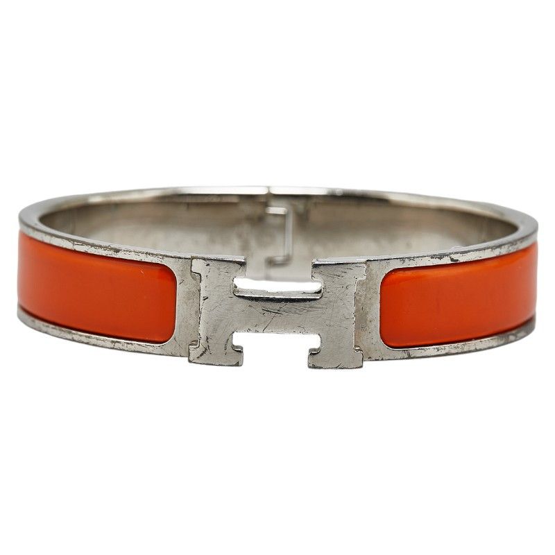 Hermes Hermes Hermes Metal Click H GM Bracelet Silver Orange Metal Bangle Size ONE SIZE - 1 Thumbnail