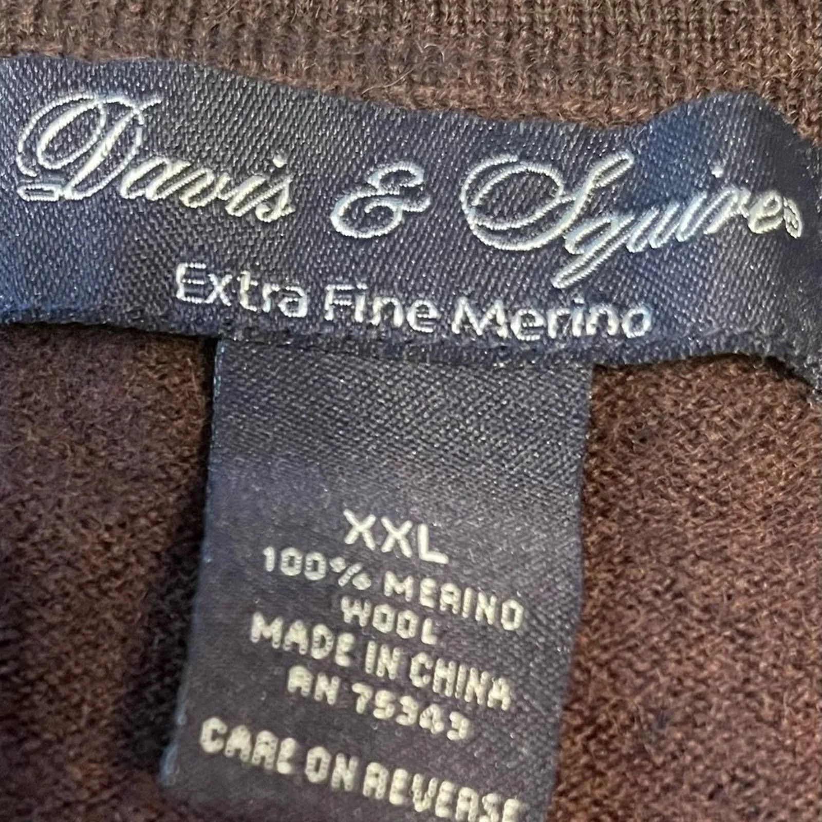 The Unbranded Brand Davis & Squires brown Extra Fine Merino wool sweater, XXL Size US XXL / EU 58 / 5 - 3 Thumbnail