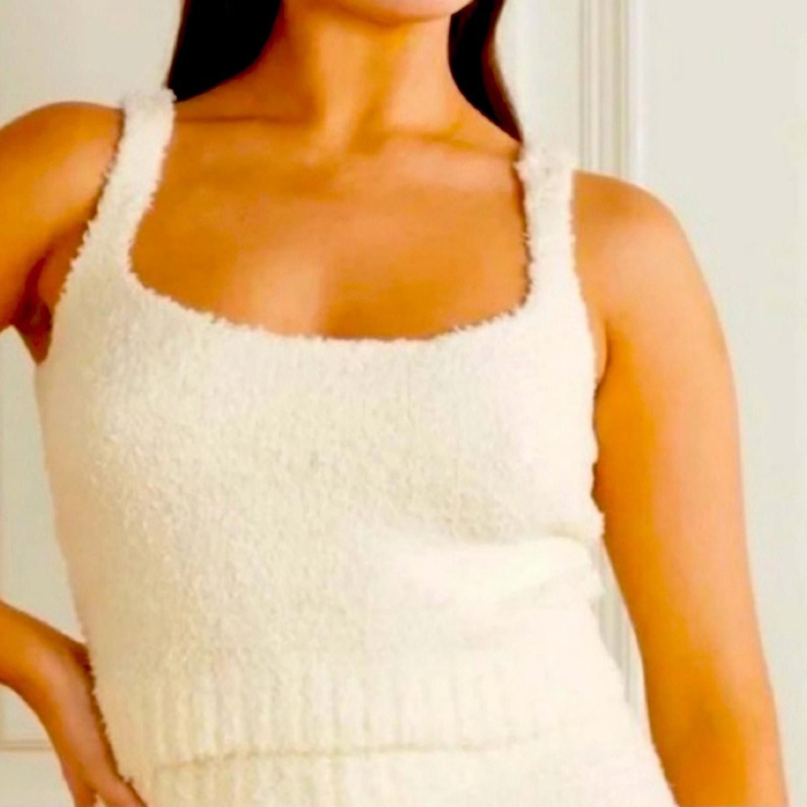 Swims SKIMS Fuzzy Cropped Tank Top Intimates Loungewear Cream L/XL Size XL / US 12-14 / IT 48-50 - 1 Thumbnail