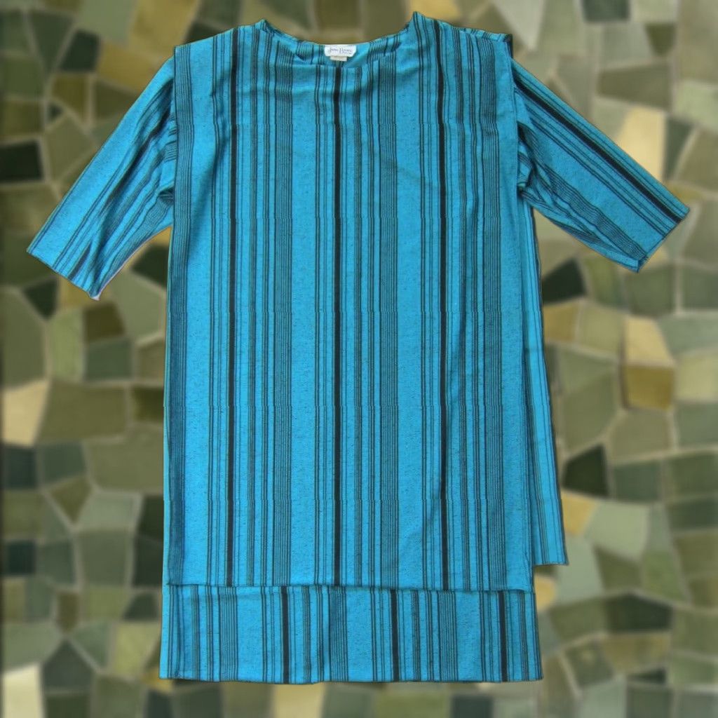 Vintage VINTAGE Jane Baar New York Blue Black Stripe 3/4 Sleeve Tunic Boxy Dress 12/L Size XL / US 12-14 / IT 48-50 - 1 Thumbnail