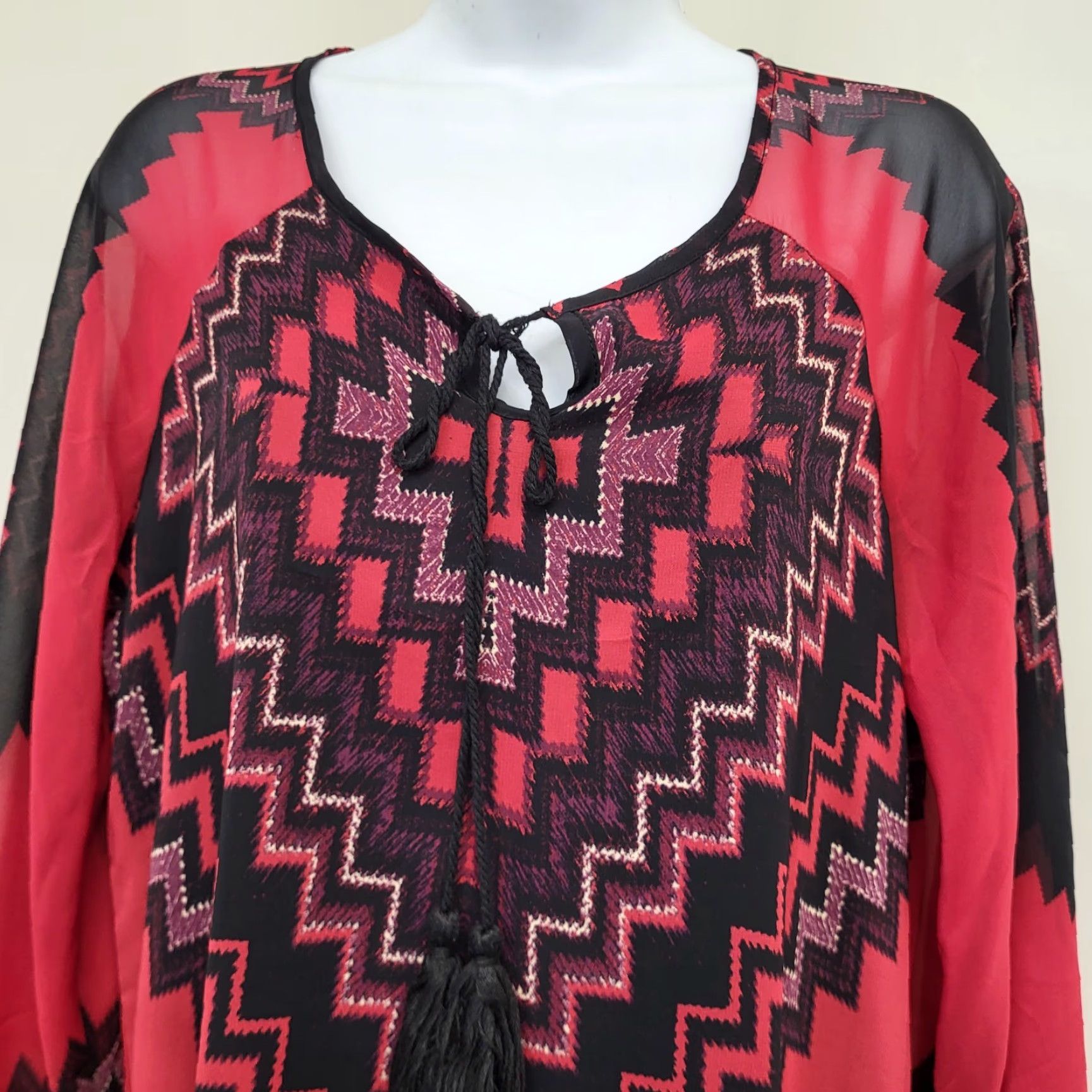Wrangler Wrangler Dress Womens Medium Red/Black Aztec Americana Kimono Sleeve Geometric Pattern Vintage No Size M / US 6-8 / IT 42-44 - 4 Thumbnail