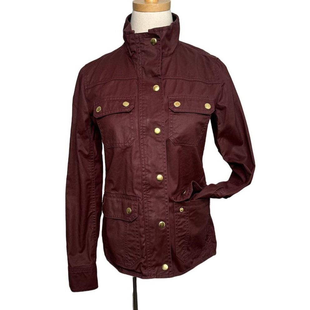 J.Crew J. Crew waxed cotton Downtown Field Jacket burgundy size XS Size XS / US 0-2 / IT 36-38 - 2 Thumbnail