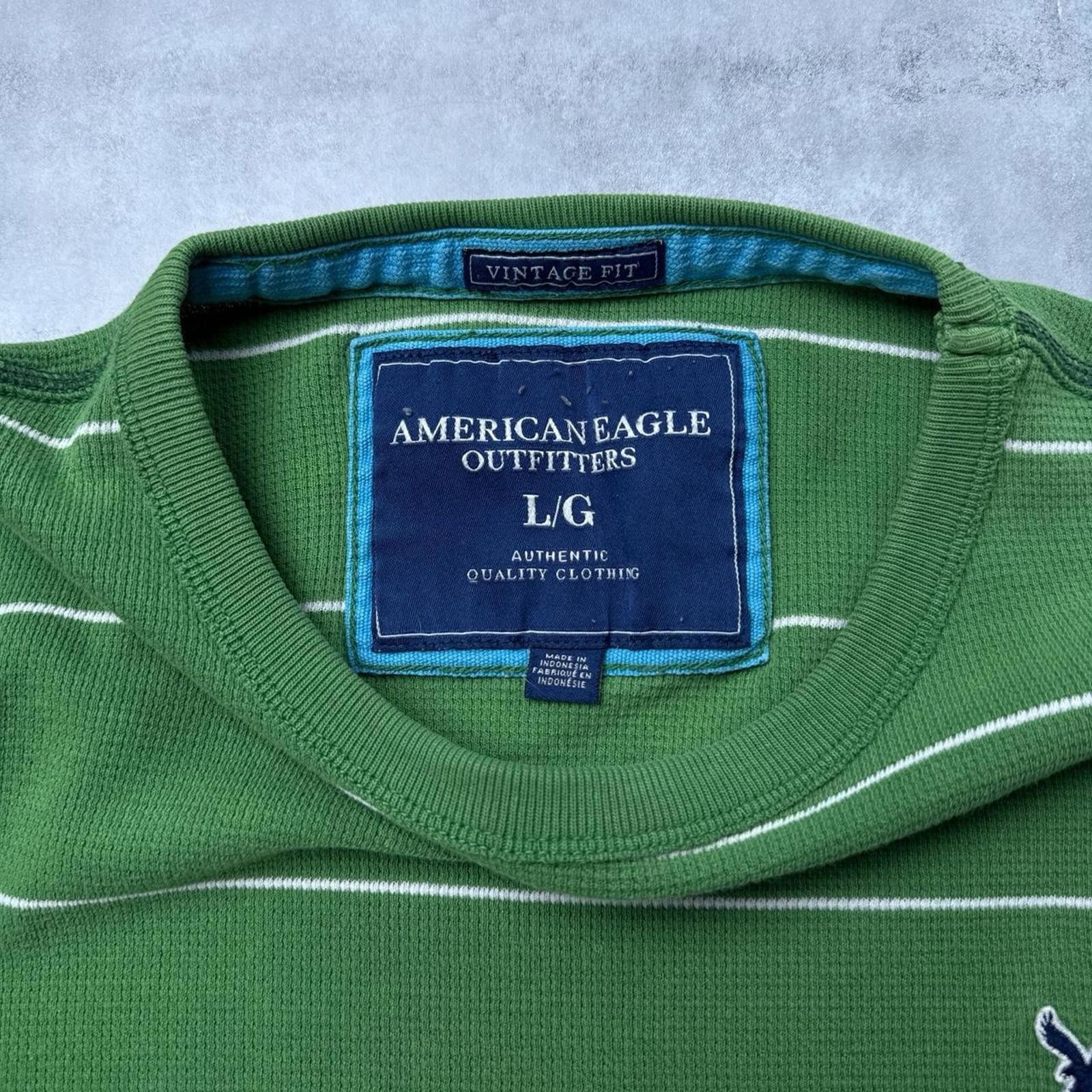 American Eagle Outfitters Y2K American Eagle 00s Green Thermal Long sleeve shirt Size US L / EU 52-54 / 3 - 6 Thumbnail