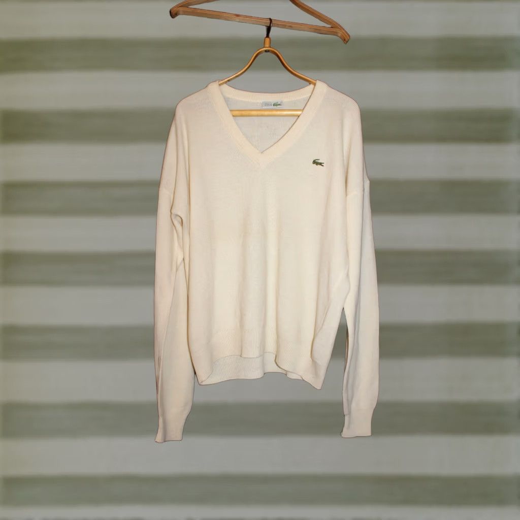 Lacoste Vintage Lacoste Chemise wool creme Sweater Sweatshirt - size 4 (XL/2XL) Mens Jumper V-Neck Wool Creme 90s Concert Init Size US S / EU 44-46 / 1 - 1 Thumbnail