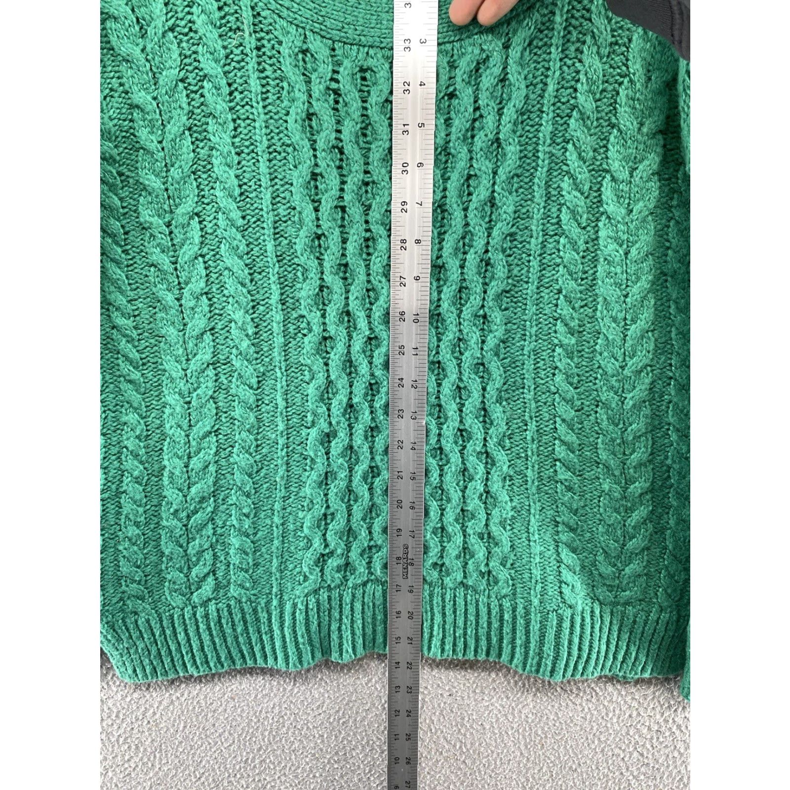 Vintage JCP Women's Sweater Cable Knit Wool Blend Long Sleeve Sparkle Green Size M Soft Size M / US 6-8 / IT 42-44 - 7 Thumbnail