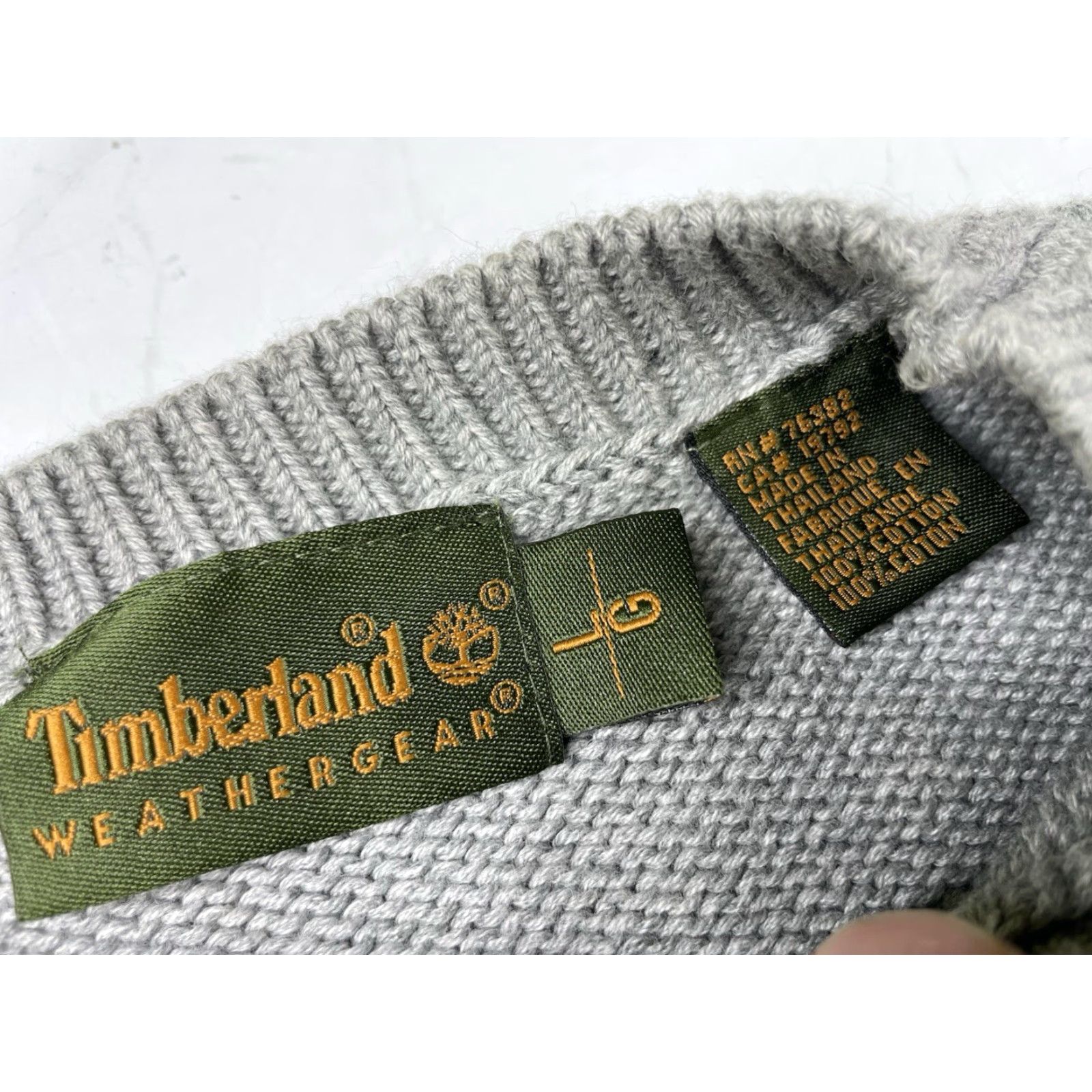Timberland VINTAGE Timberland Striped Knit Sweater Mens L Gray 2000s Y2K Grunge Skate Pullover Cotton Men Size US L / EU 52-54 / 3 - 3 Thumbnail
