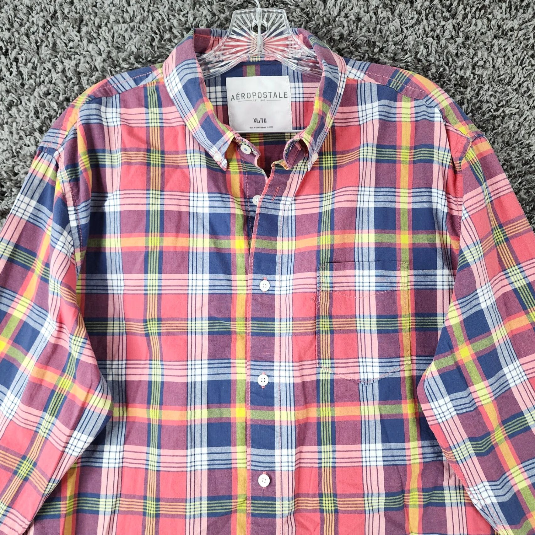 Vintage Aéropostale Shirt Men XL Pink Plaid Long Sleeve Button-Up Regular Size XL Mens Size US XL / EU 56 / 4 - 3 Thumbnail