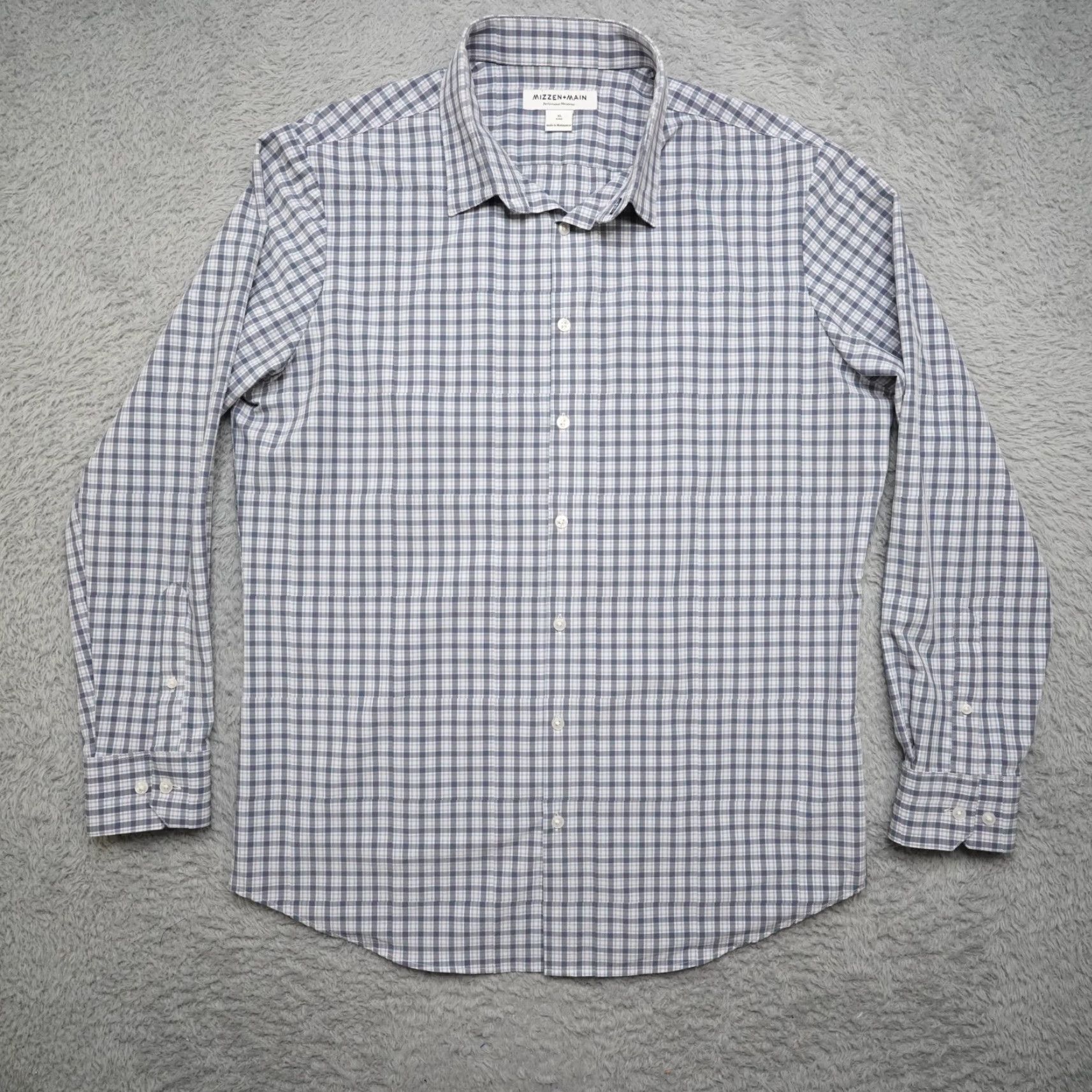Mizzen+Main VINTAGE Mizzen + Main Shirt Mens XL Blue Plaid Button Up Stretch EUC Size US XL / EU 56 / 4 - 2 Thumbnail