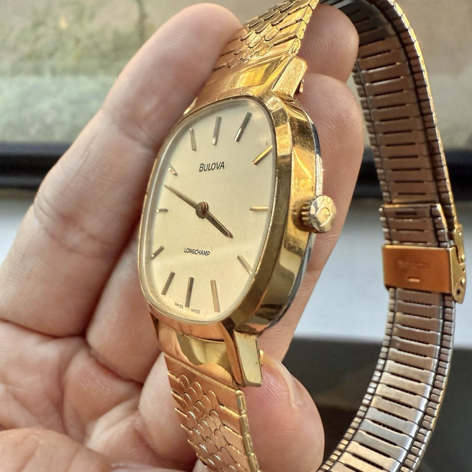 Bulova × Vintage Vintage Bulova Longchamp Swiss Watch Gold Tone Snake Scale Size ONE SIZE - 4 Thumbnail