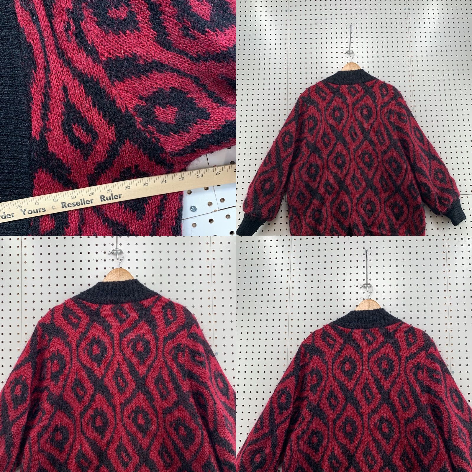 Vintage VINTAGE Cardigan Sweater Womens Large Mohair Blend Argyle One Button Red Long Sleeve Size L / US 10 / IT 46 - 10 Thumbnail