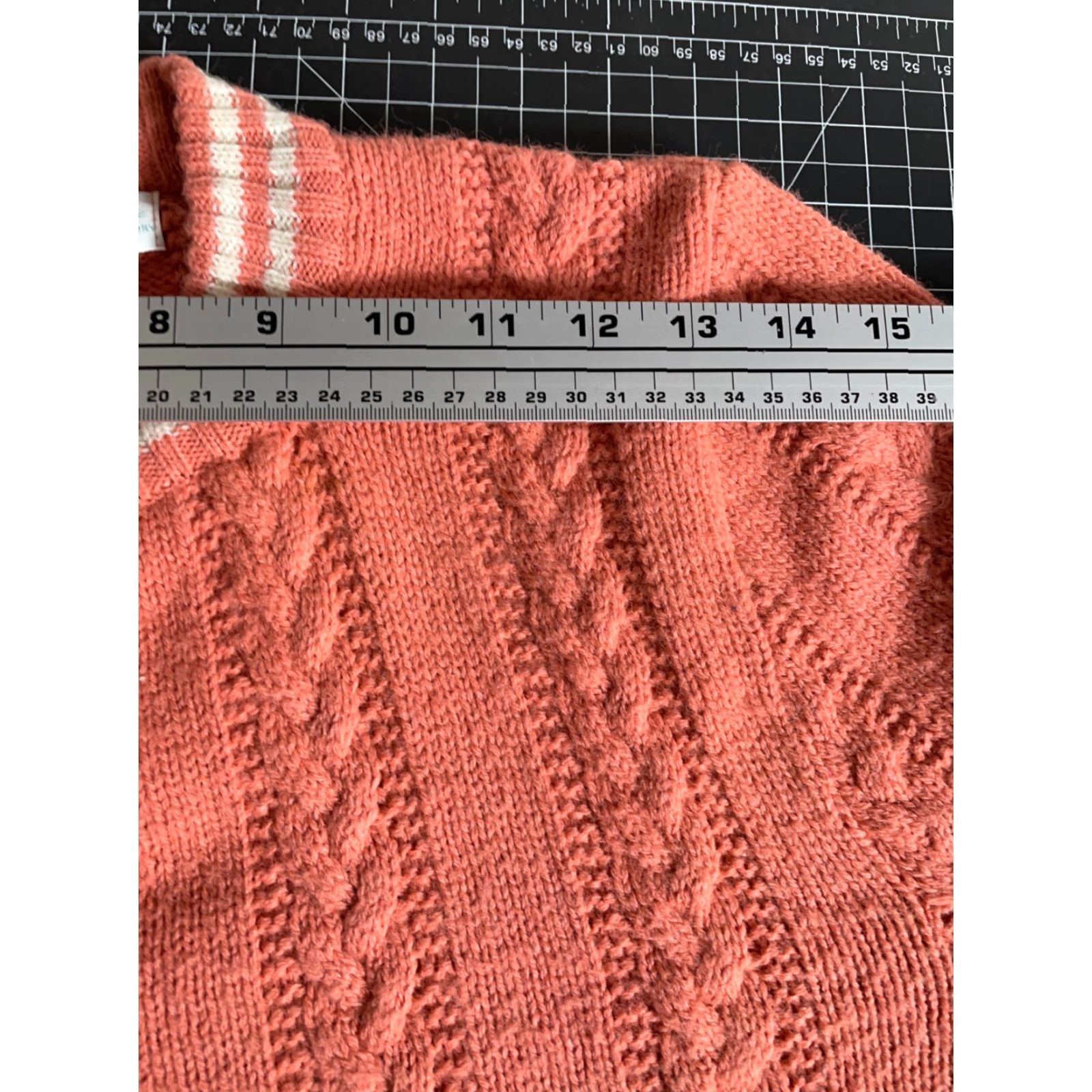 Pinko VINTAGE Wintuk Cardigan Women's Small Coral Pink Orange Cable-Knit Lightweight Crew Neck Sweater Fall Winter 70s Size S / US 4 / IT 40 - 7 Thumbnail