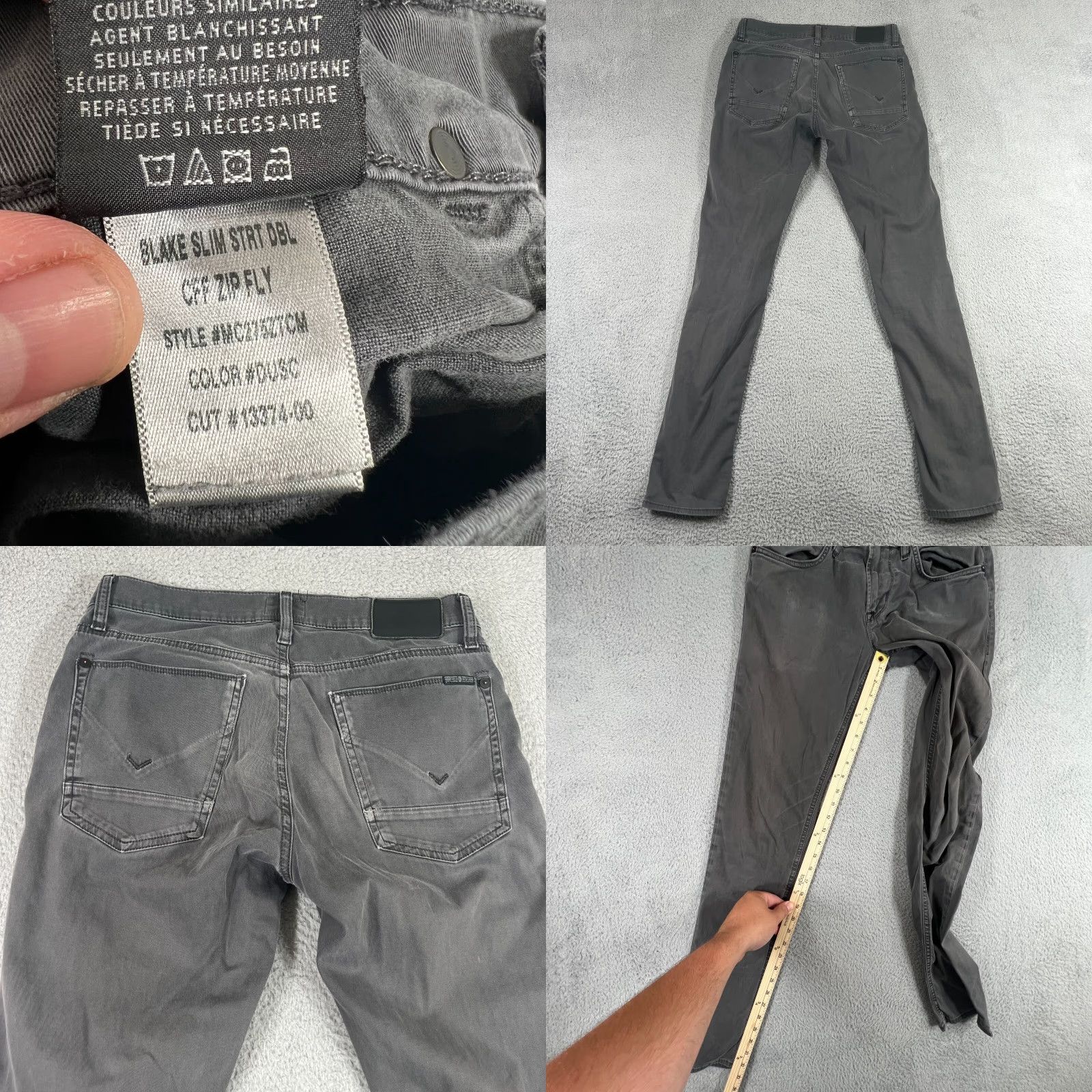 Hudson VINTAGE Hudson Jeans Mens Straight Pants 32x32 Gray Slim Fit Denim 2010s Size US 29 - 8 Thumbnail
