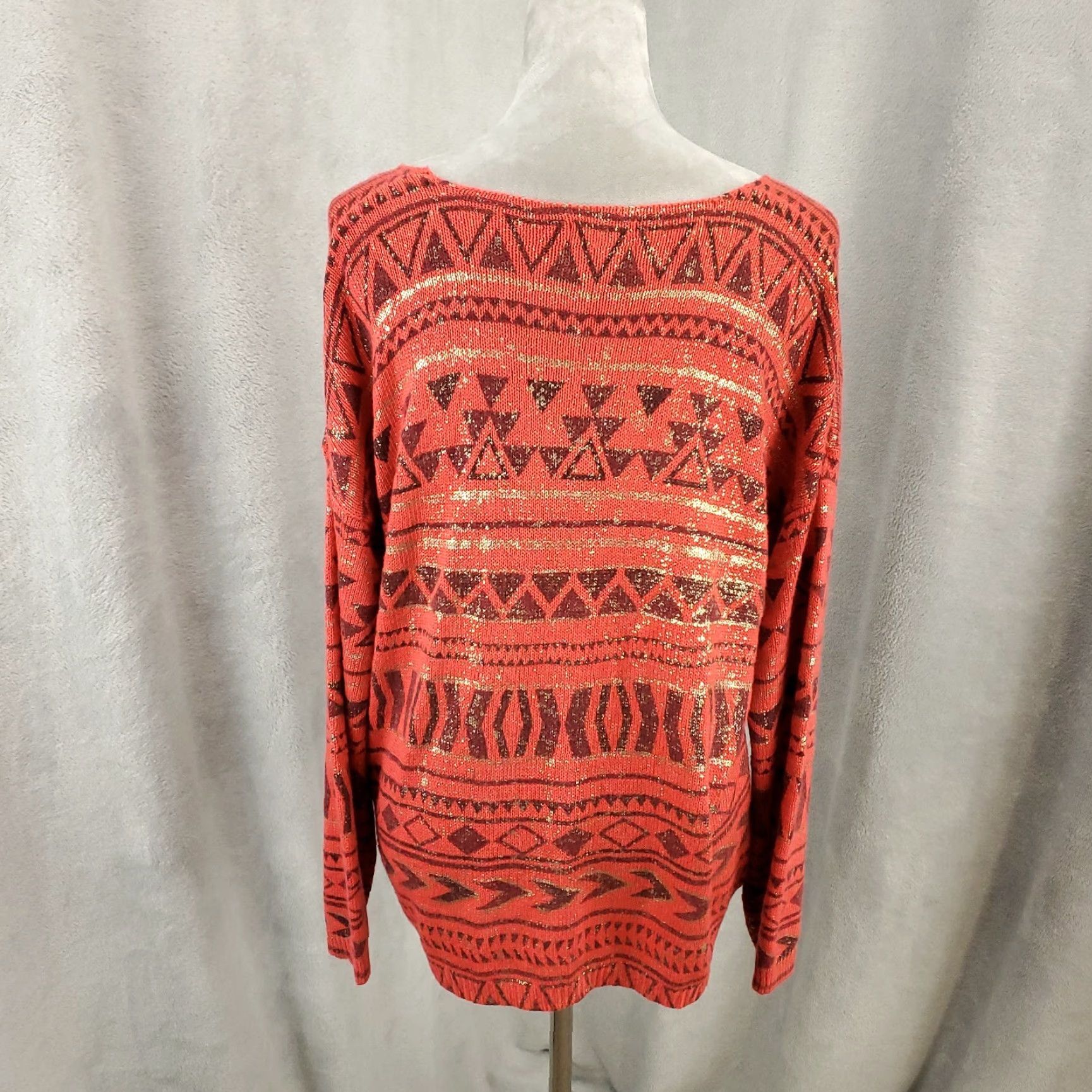 Vintage **Angie Geometric Sweater Women Large Orange Knit** User: Angie Geometric Sweater Women Large Orange Knit Size L / US 10 / IT 46 - 7 Thumbnail
