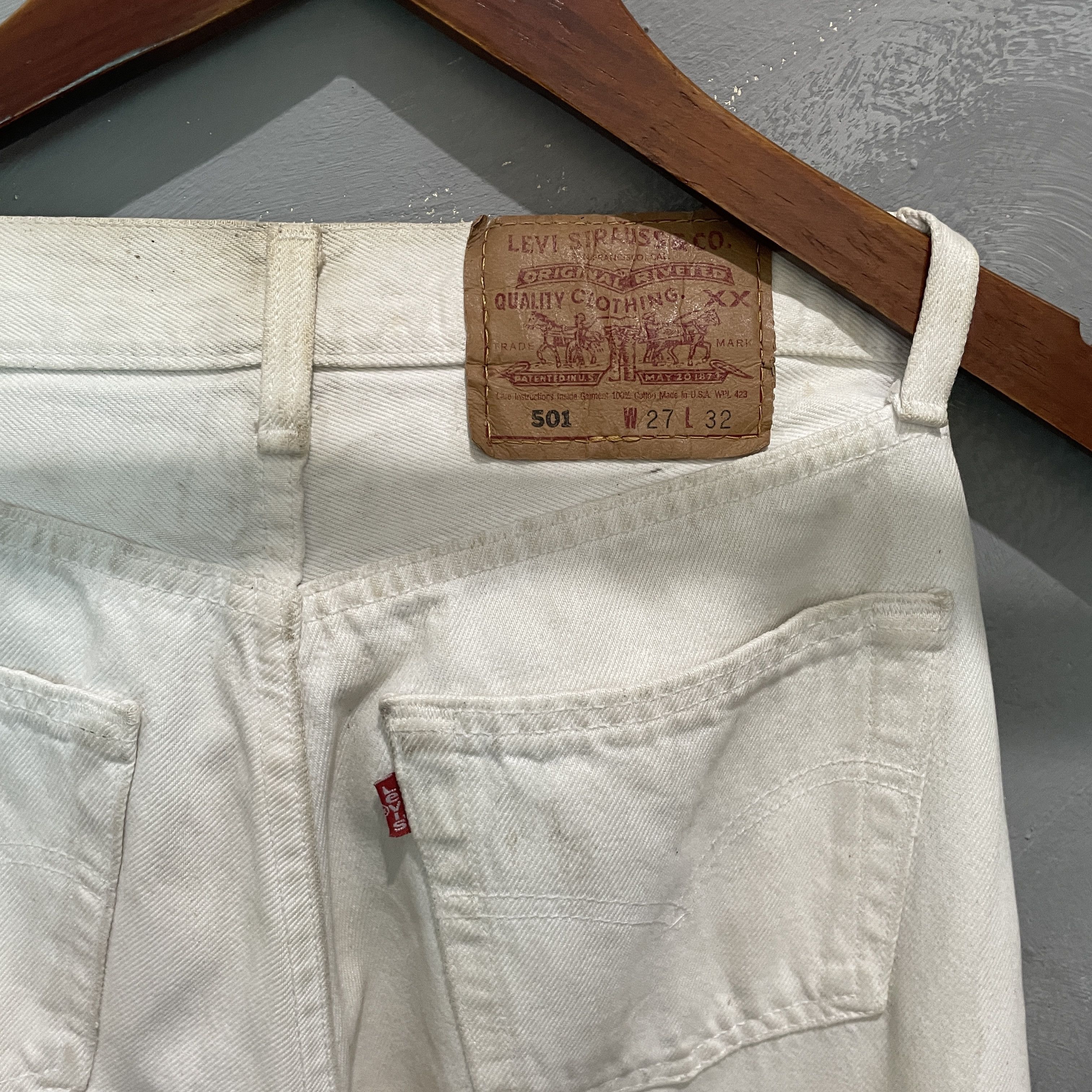Levi's Vintage 90s Levi's 501 Thrashed Released Hem White Size 27" / US 4 / IT 40 - 8 Thumbnail