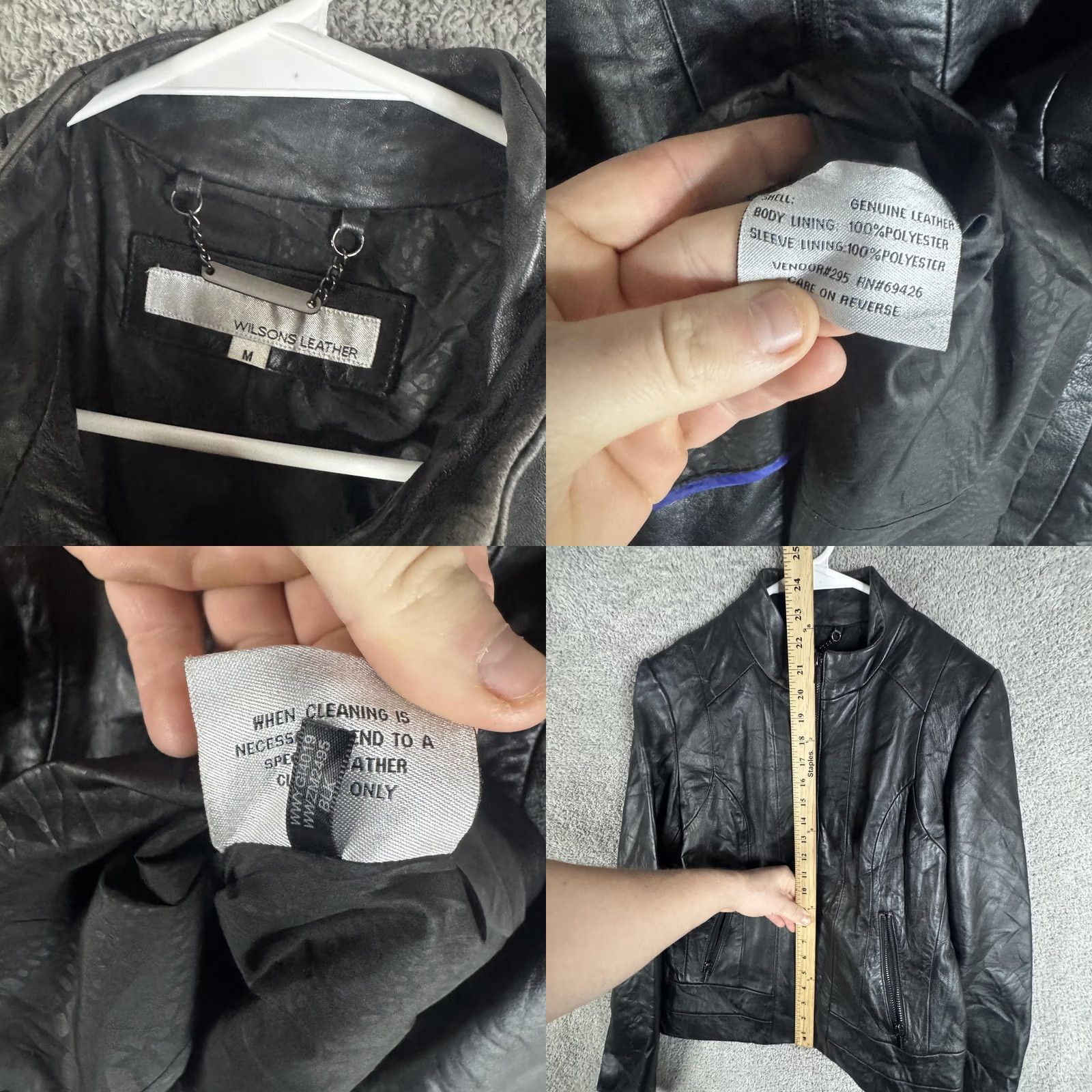 Vintage Wilsons Leather Jacket Womens Medium Black Genuine Leather Full Zip Pockets Size M / US 6-8 / IT 42-44 - 8 Thumbnail