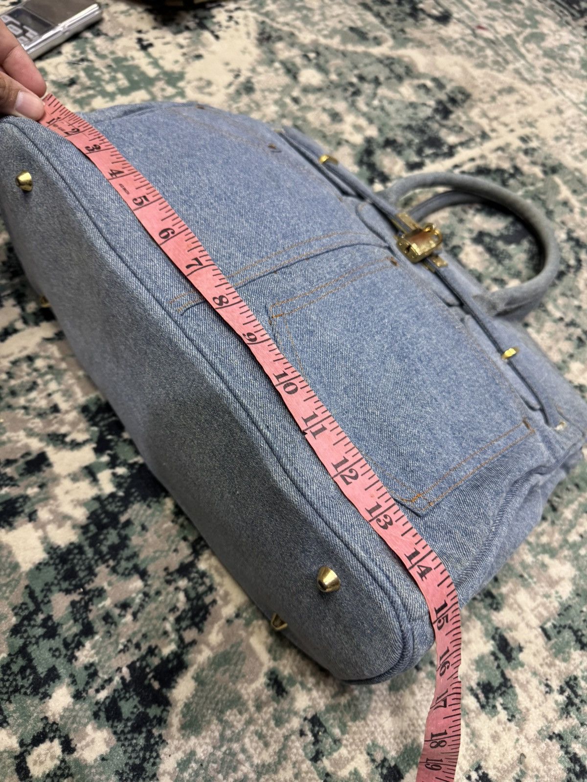 Handmade VINTAGE DENIM HANDMADE BIRKIN STYLE HANDBAG Size ONE SIZE - 5 Thumbnail