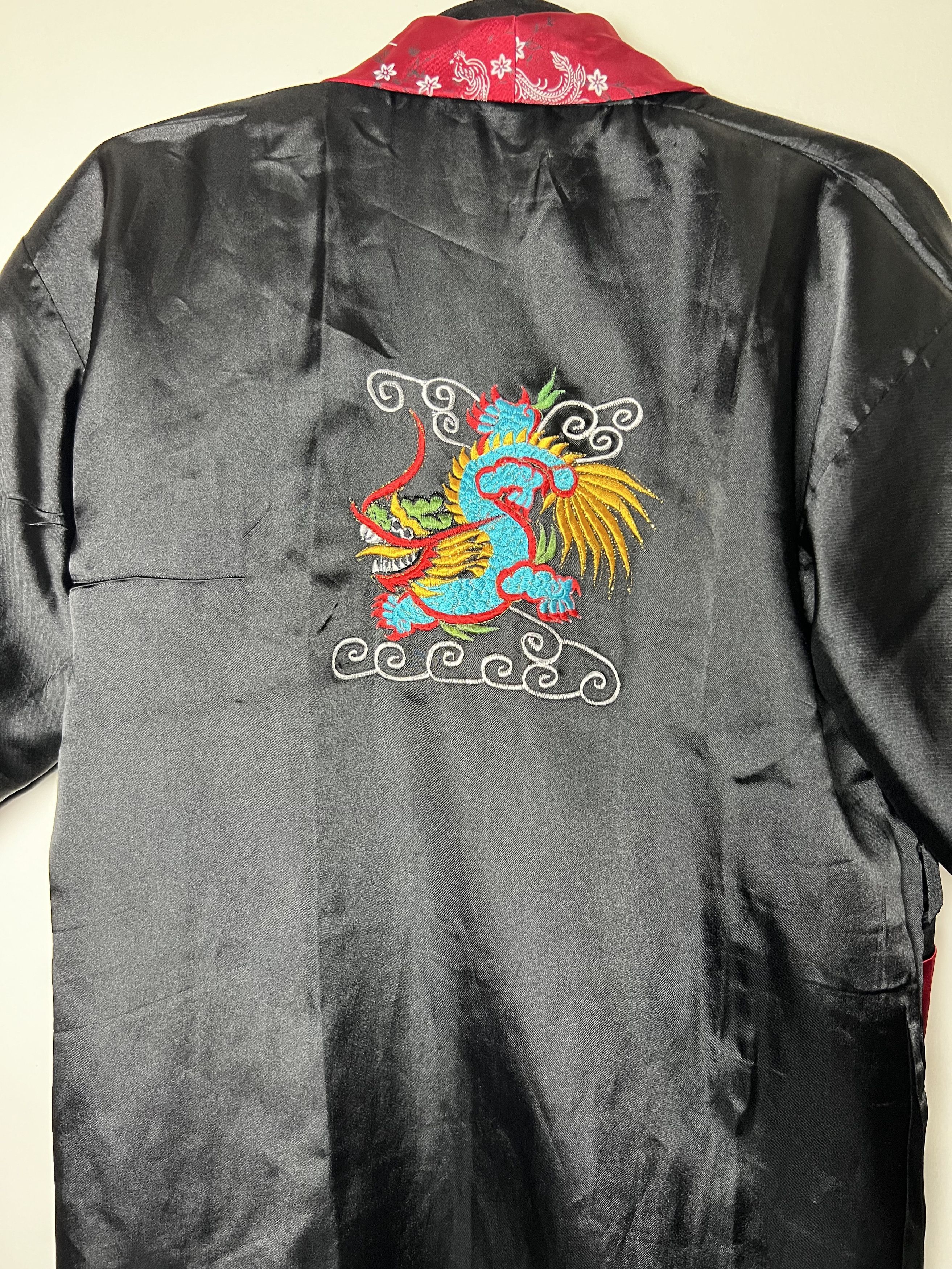 Vintage Vintage Oriental Double Sided Reversible Dragon Kimono Robe Size ONE SIZE - 12 Thumbnail